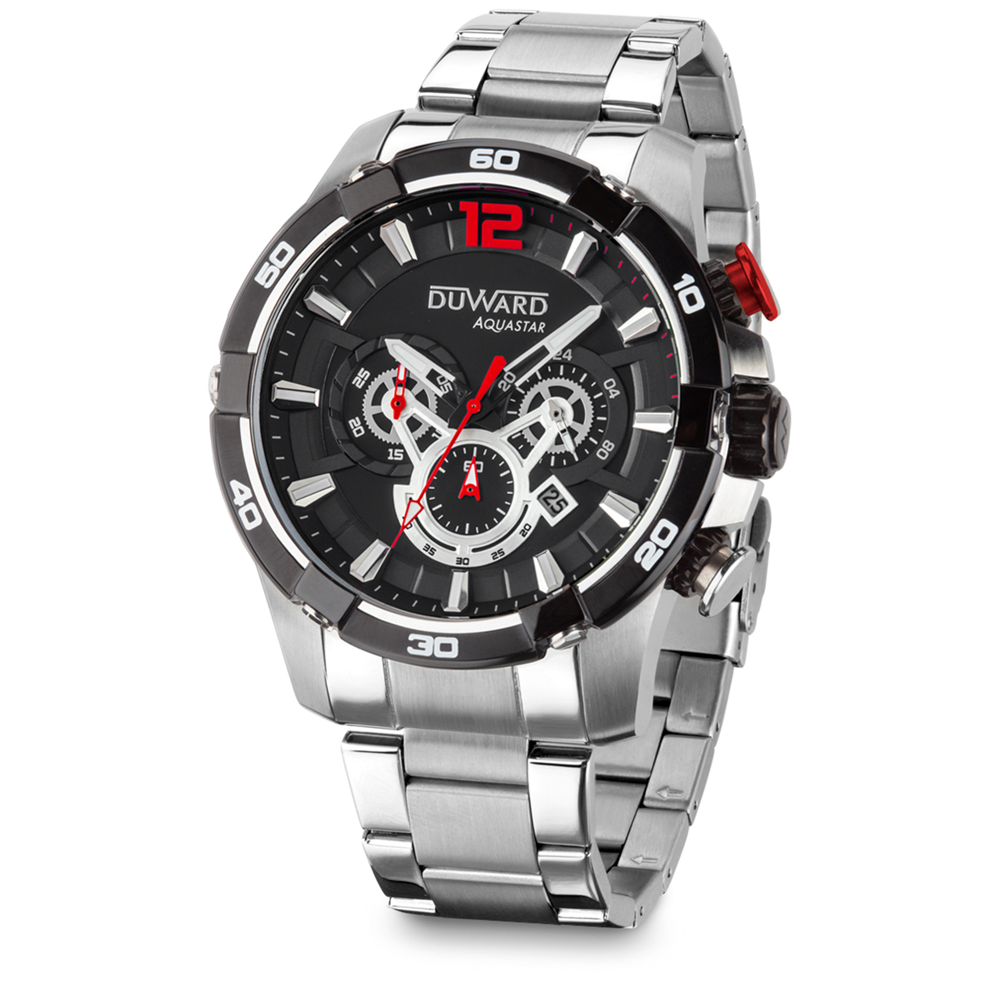Reloj de Hombre DUWARD Aquastar de acero con esfera negra 10 ATM