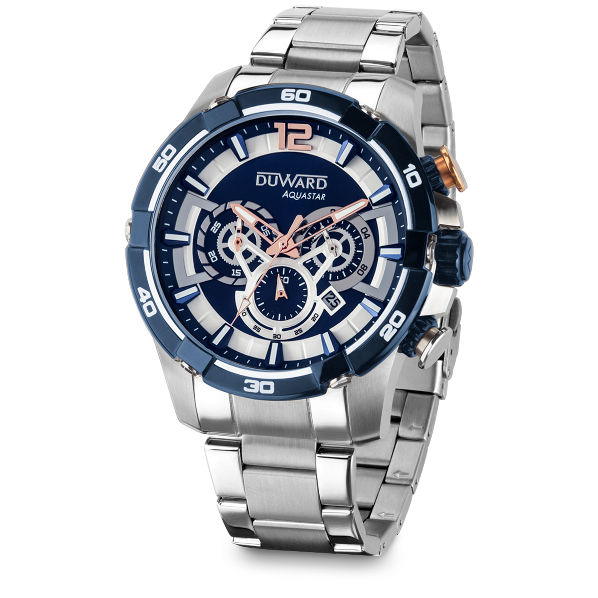 Reloj de Hombre DUWARD Aquastar de acero con esfera azul 10 ATM