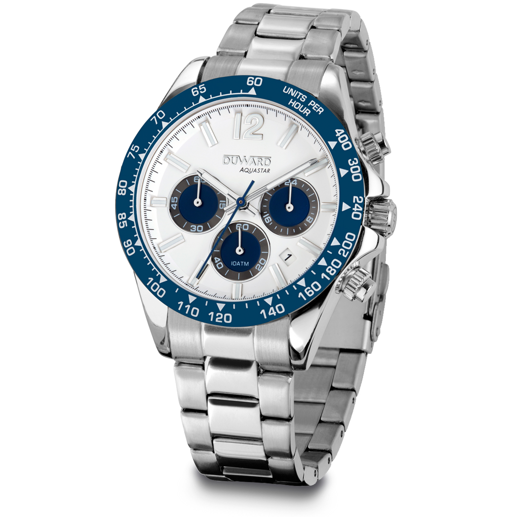 Reloj de Hombre DUWARD Aquastar de acero con bisel azul y esfera
