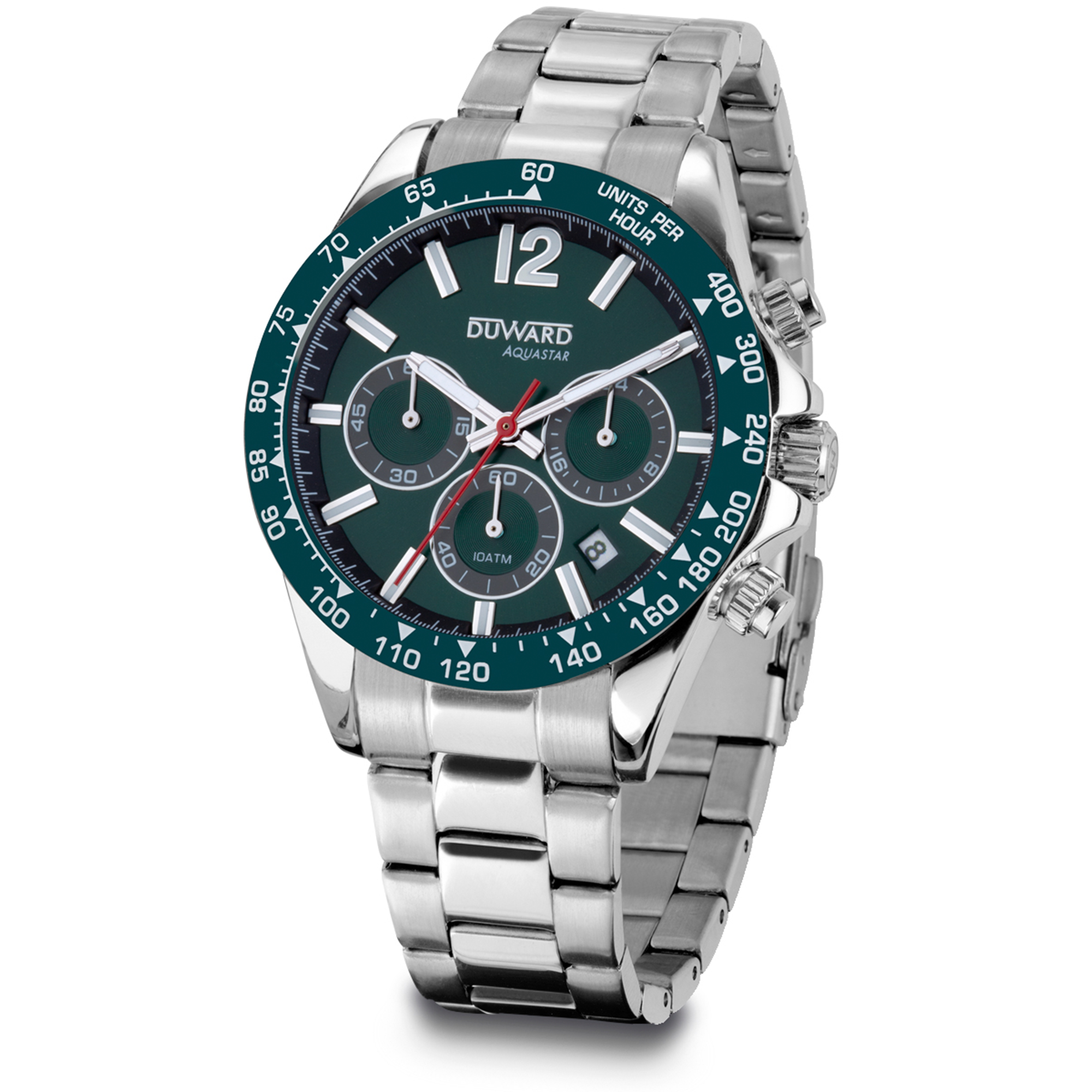 Reloj de Hombre DUWARD Aquastar de acero con bisel y esfera negra 10 ATM