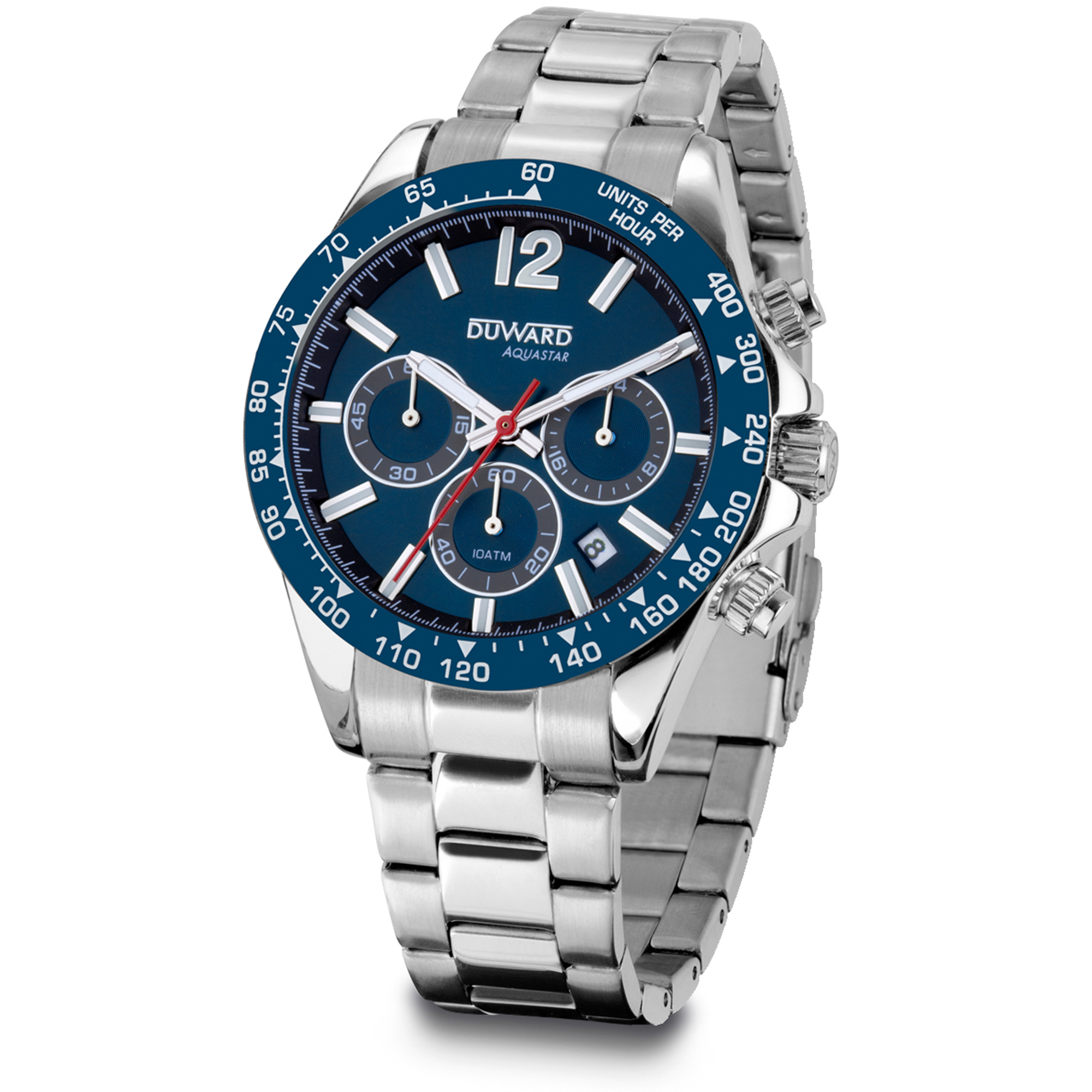 Reloj de Hombre DUWARD Aquastar de acero  con bisel y esfera azul  10 ATM