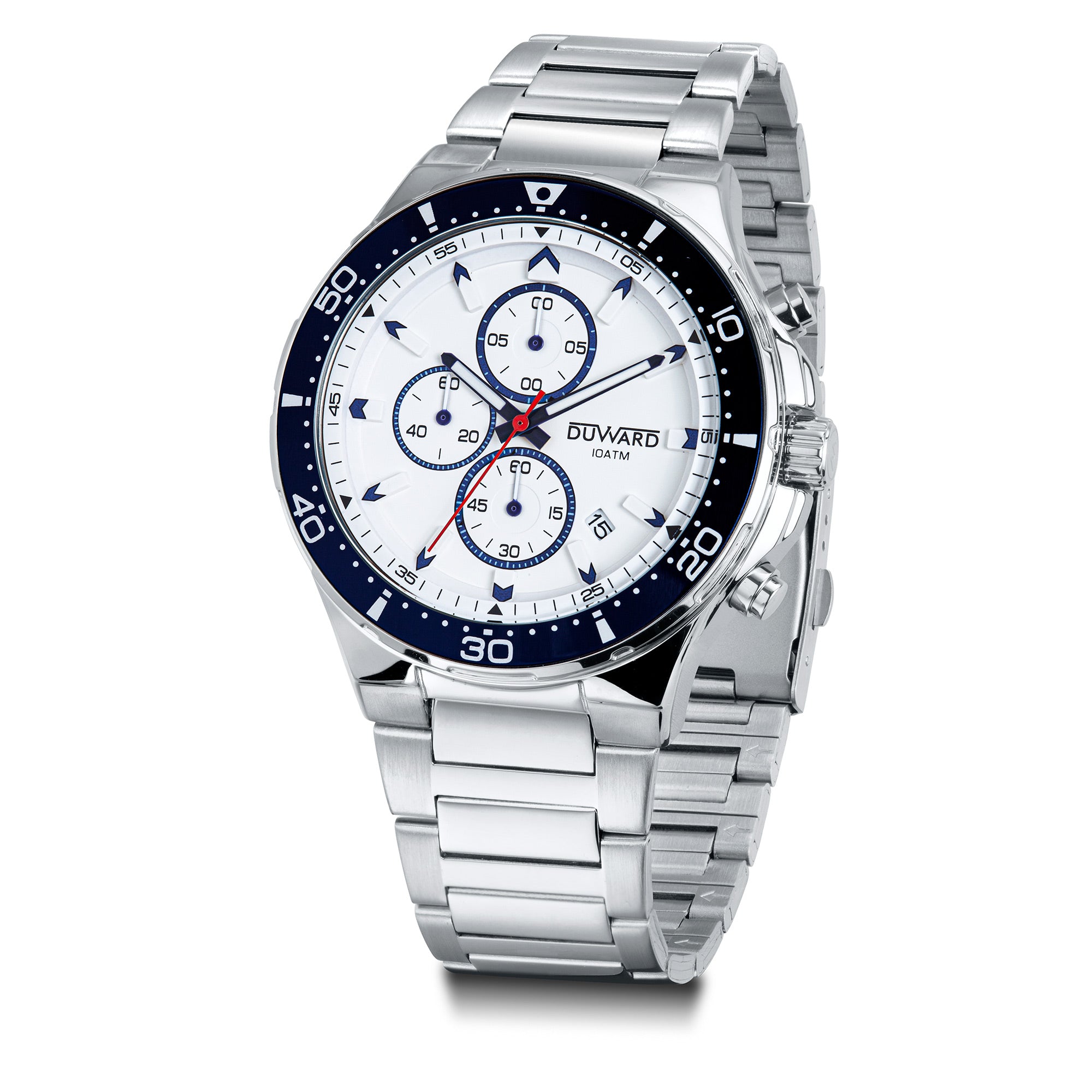 Reloj de caballero Brazalete de Acero IP blanco y azul