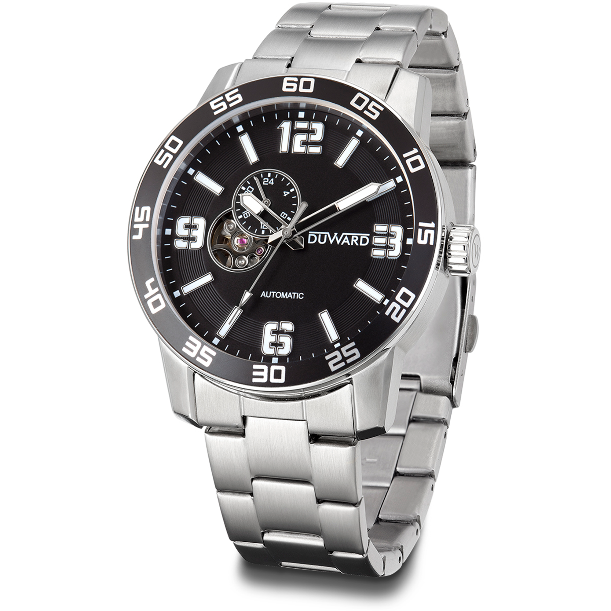 Reloj con movimiento automático de acero esfera negra 5 atm