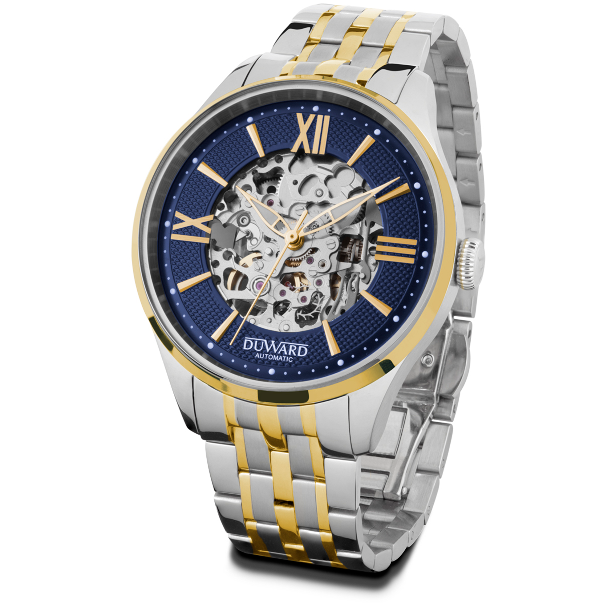 Reloj de hombre con movimiento automático de acero bicolor dorado 5 atm