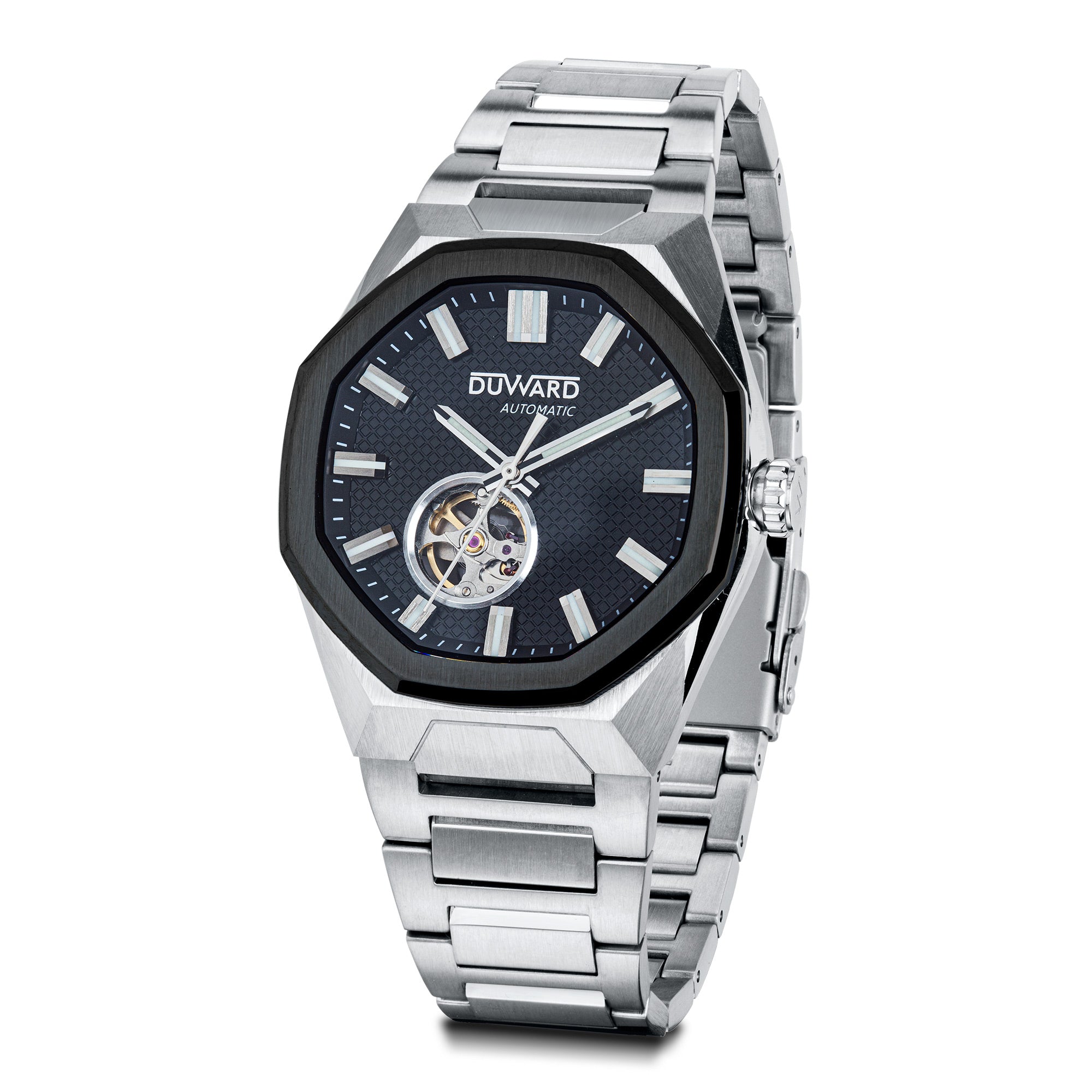Reloj de hombre automatico de acero esfera negra 10 Atm