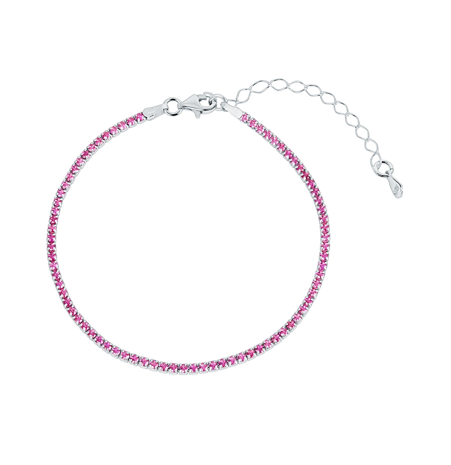 Pulsera Rivière de plata 925 circonitas fucsia