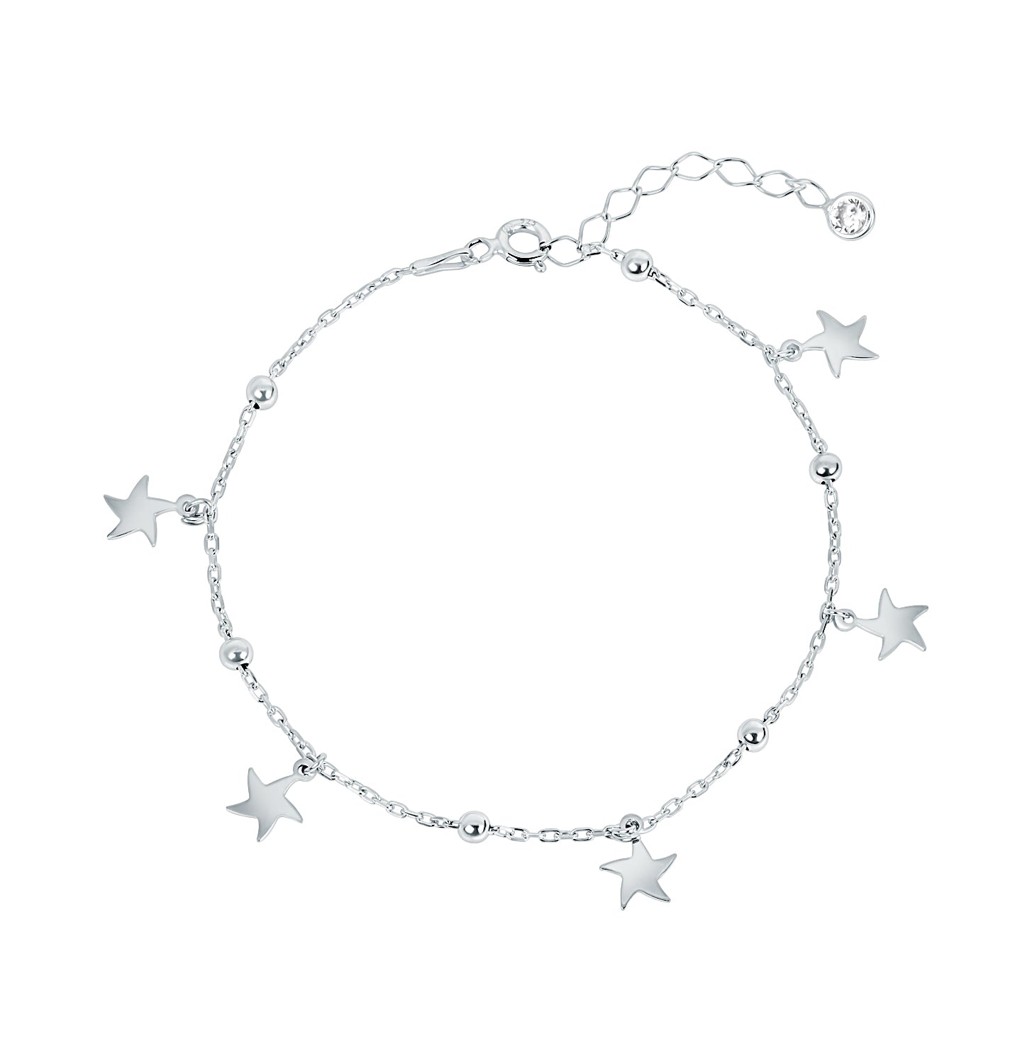 Pulsera.Plata 925 rodiada.Estrellas.17+4.