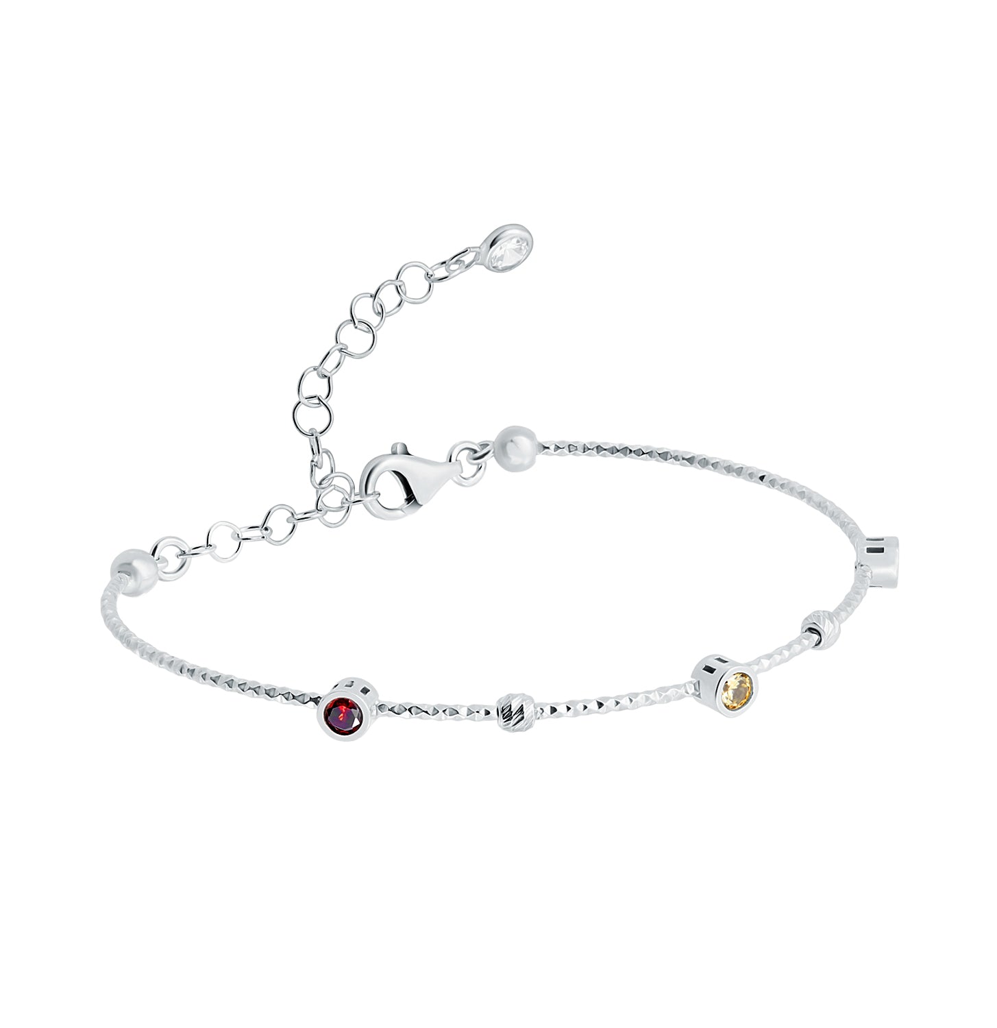 Pulsera.Plata 925 rodiada.Esclava piedras color.