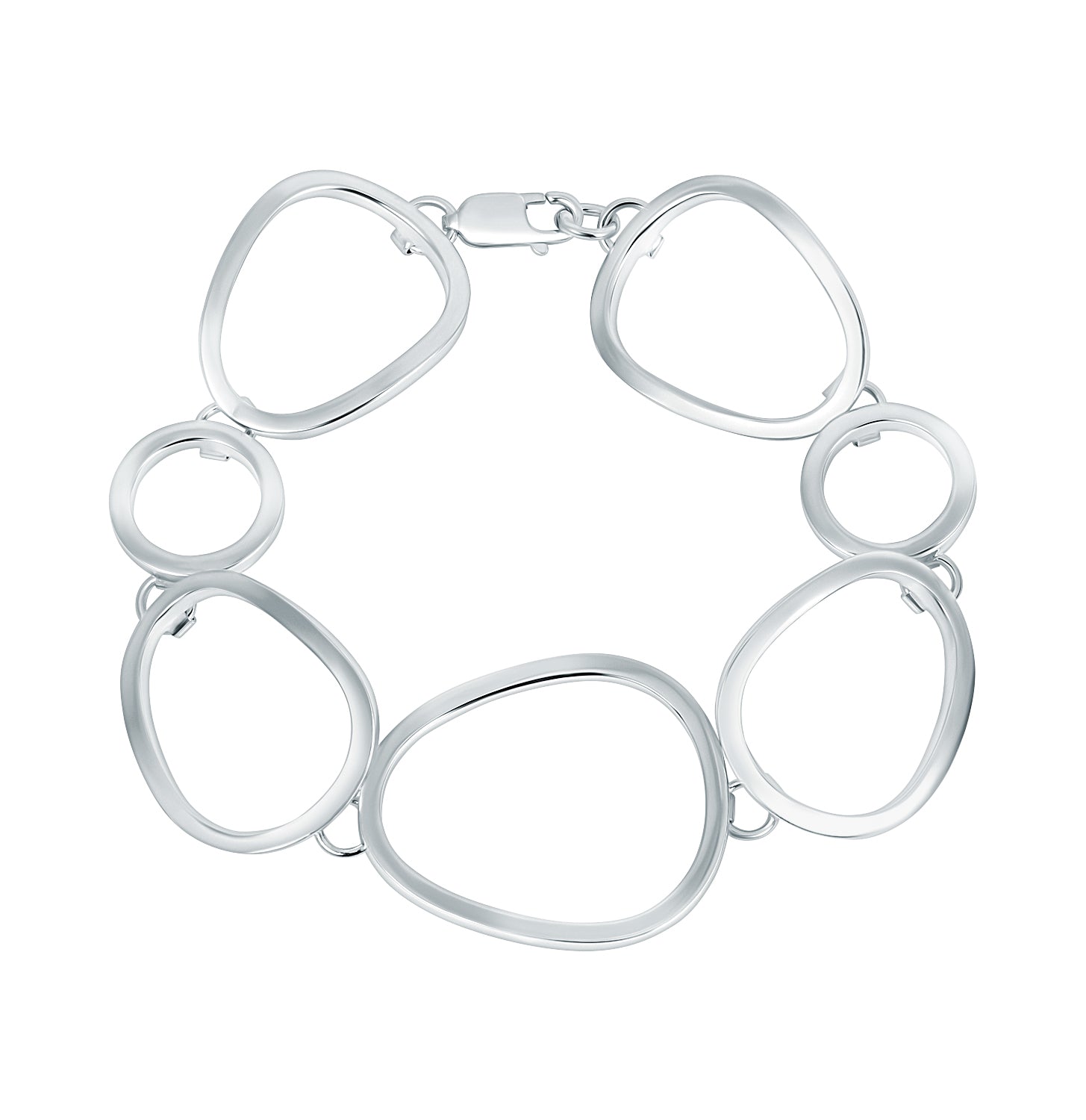 Pulsera.Plata 925 rodiada.Ovalos rectos. 19Cm.