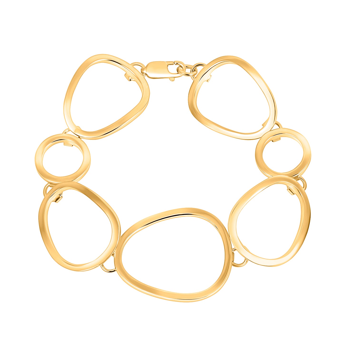Pulsera.Plata 925 dorada.Ovalos rectos. 19Cm.