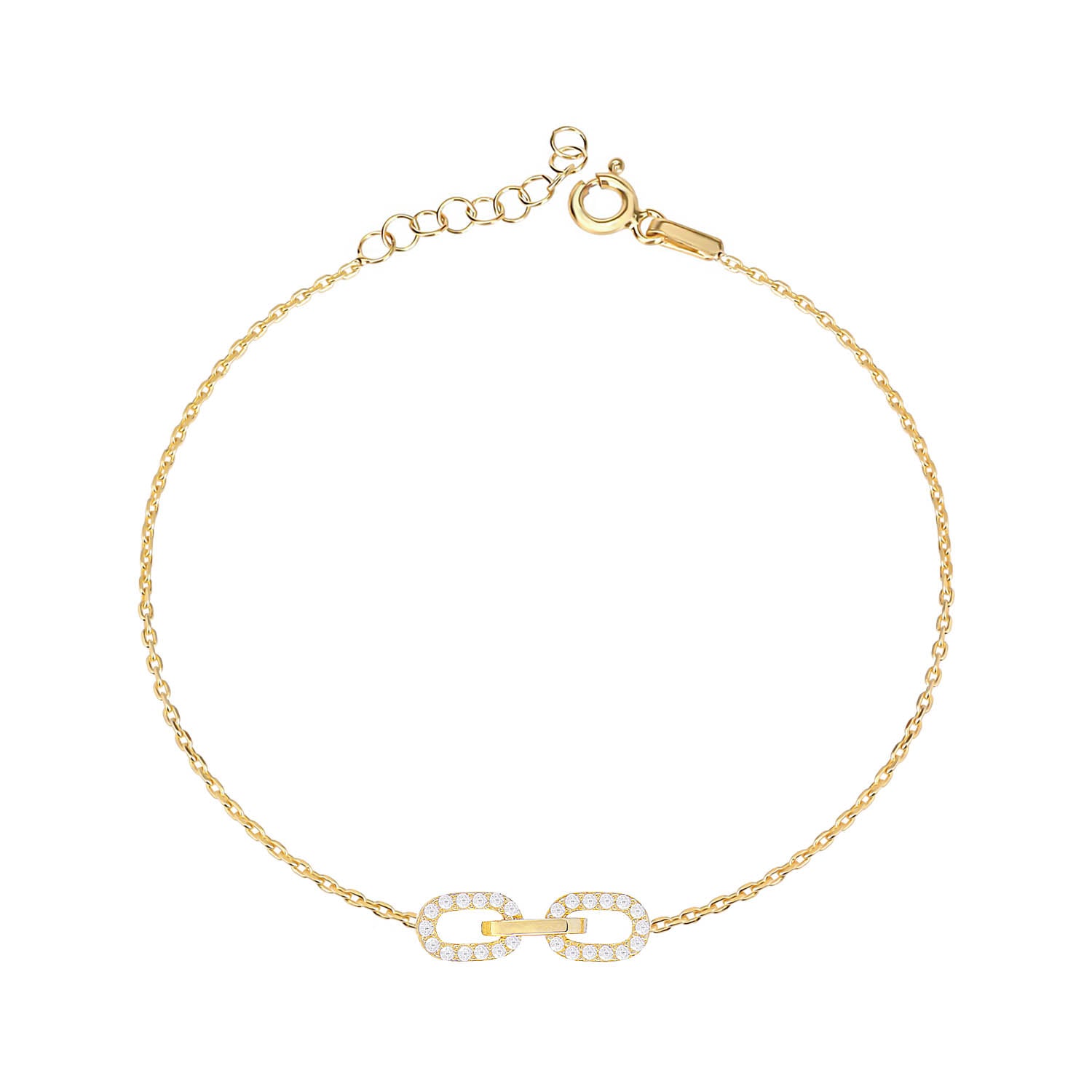 Pulsera 16+3Cm.Plata.3 eslabones.Dorado circonitas