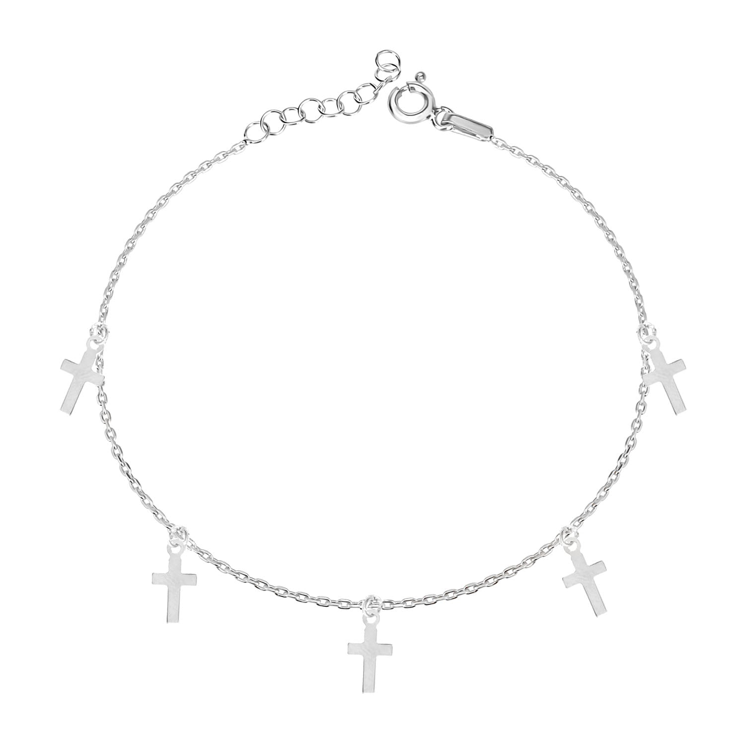 Pulsera 16+3Cm.Plata.Rodiado cruces.