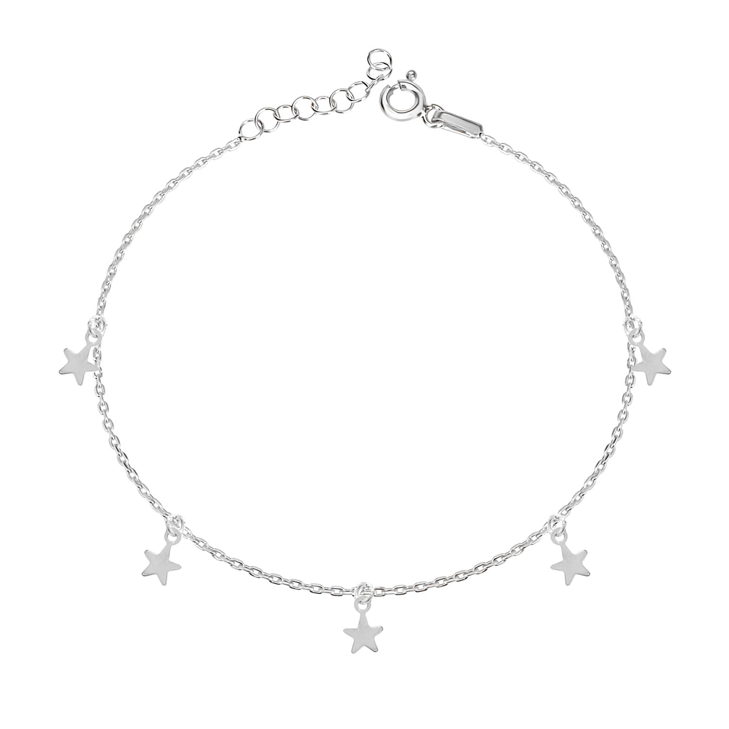 Pulsera 16+3Cm.Plata.Rodiado estrellas.