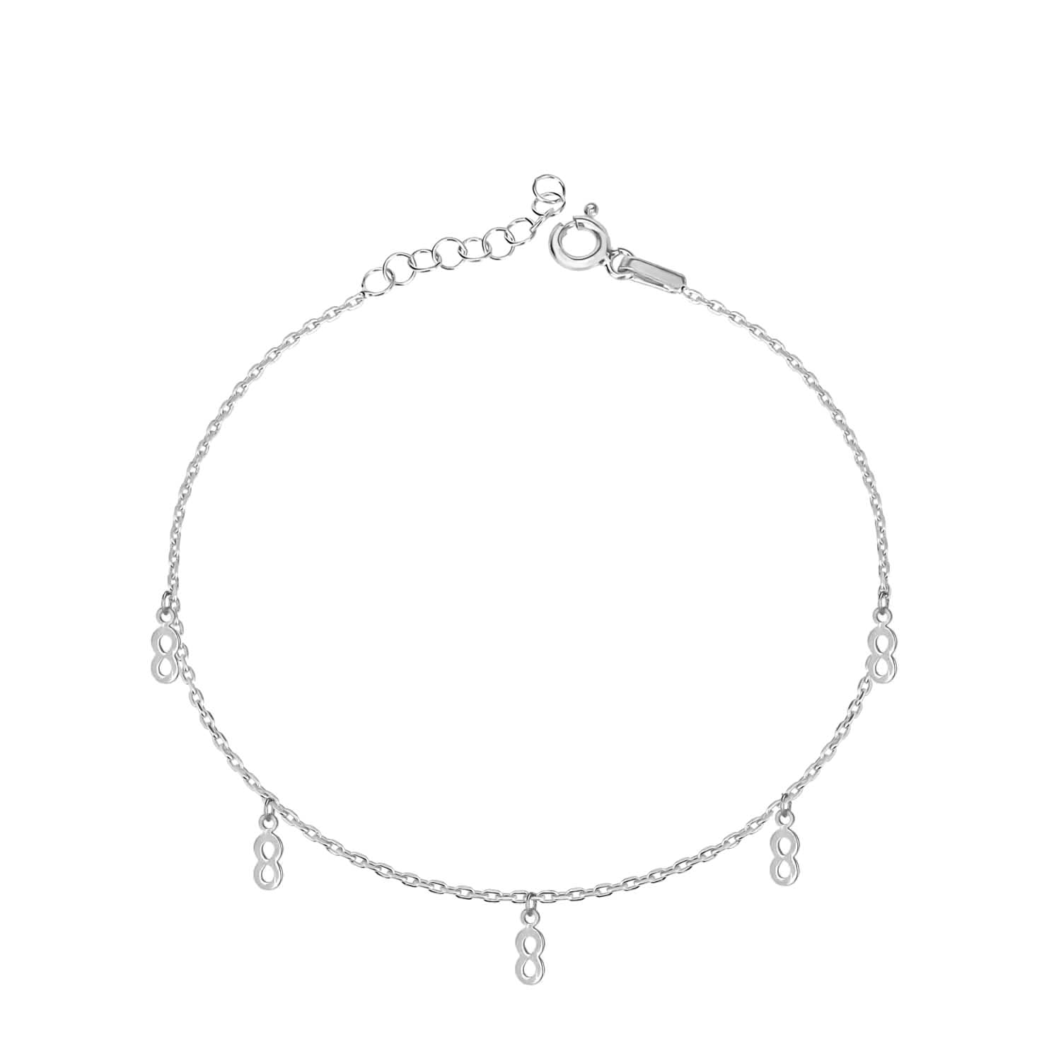 Pulsera 16+3Cm.Plata.Rodiado infinitos.