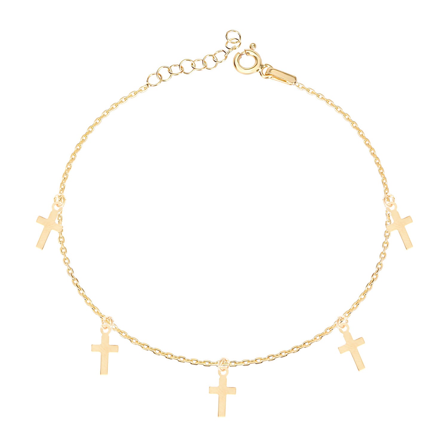 Pulsera 16+3Cm.Plata.Dorado cruces.