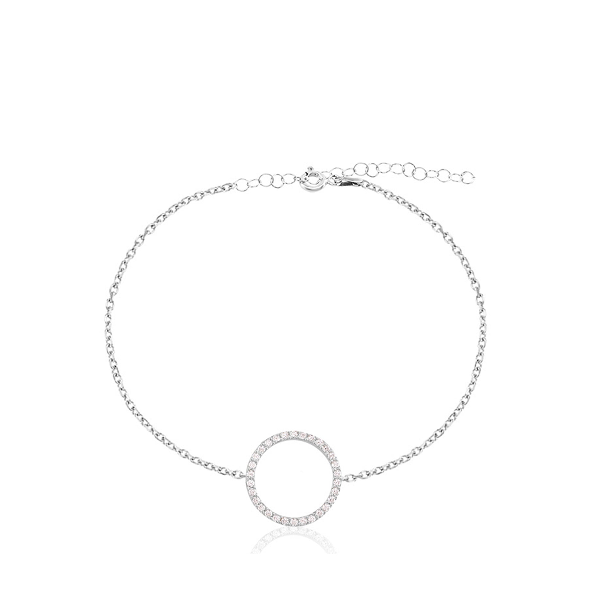 Pulsera 16+53m.Plata.1 aro.Rodiado blanco.