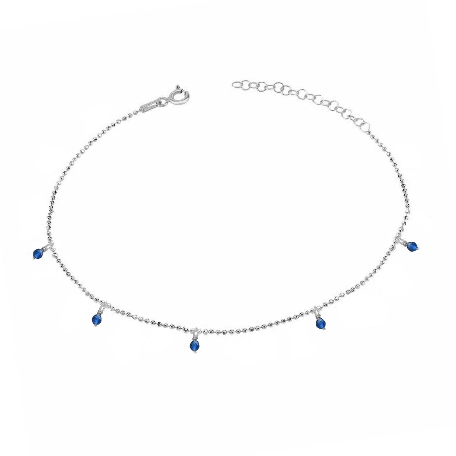 Pulsera 16+3Cm.Plata.Piedras.Rodiado azul.
