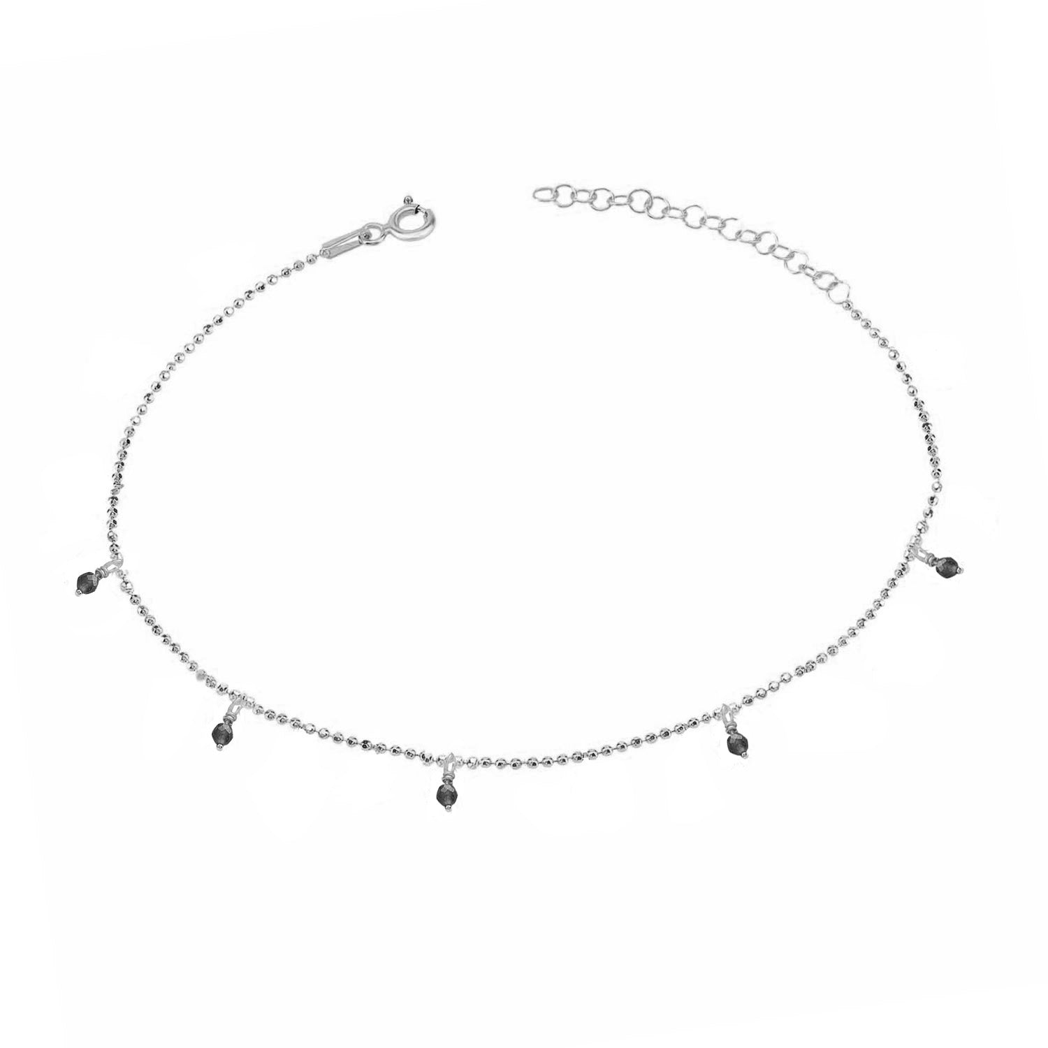 Pulsera 16+3Cm.Plata.Piedras.Rodiado negro.