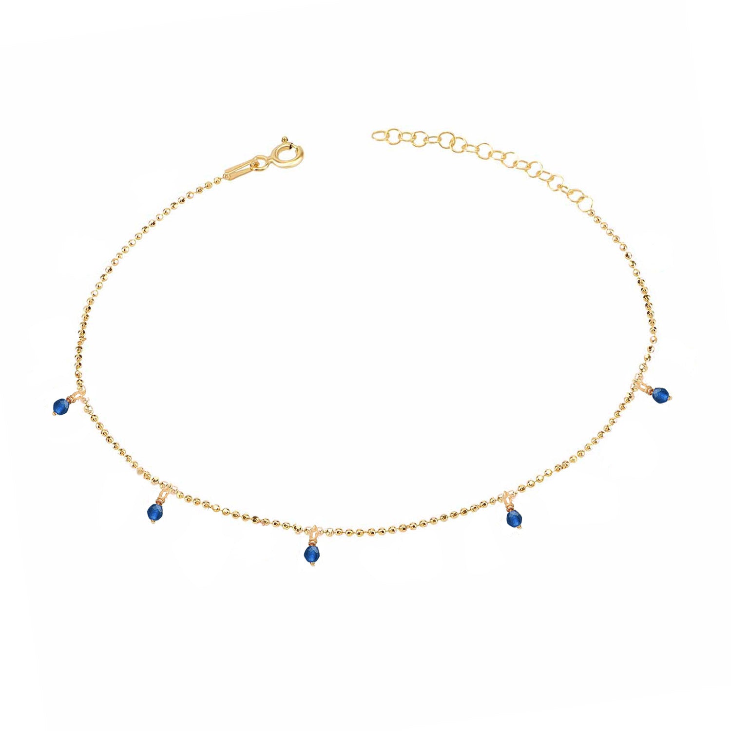 Pulsera 16+3Cm.Plata.Piedras.Dorado azul.