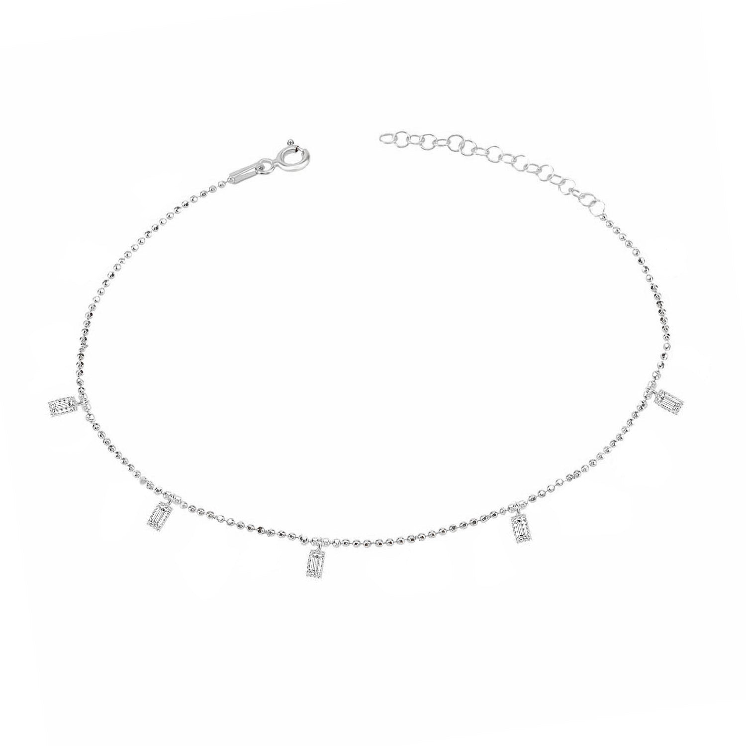 Pulsera 16+3Cm.Plata.Piedras.Rodiado blanco.