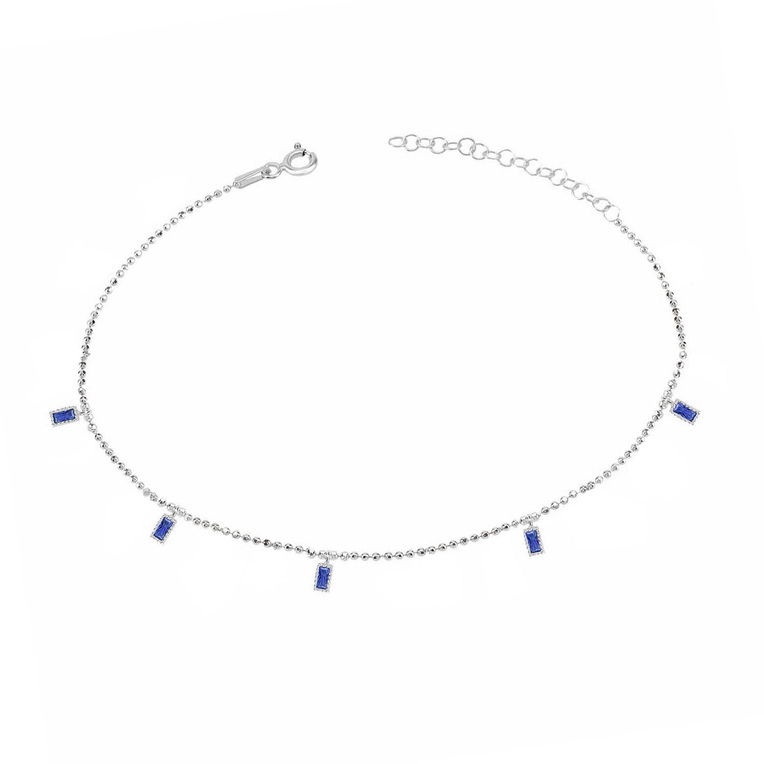 Pulsera 16+3Cm.Plata.Piedras.Rodiado azul.