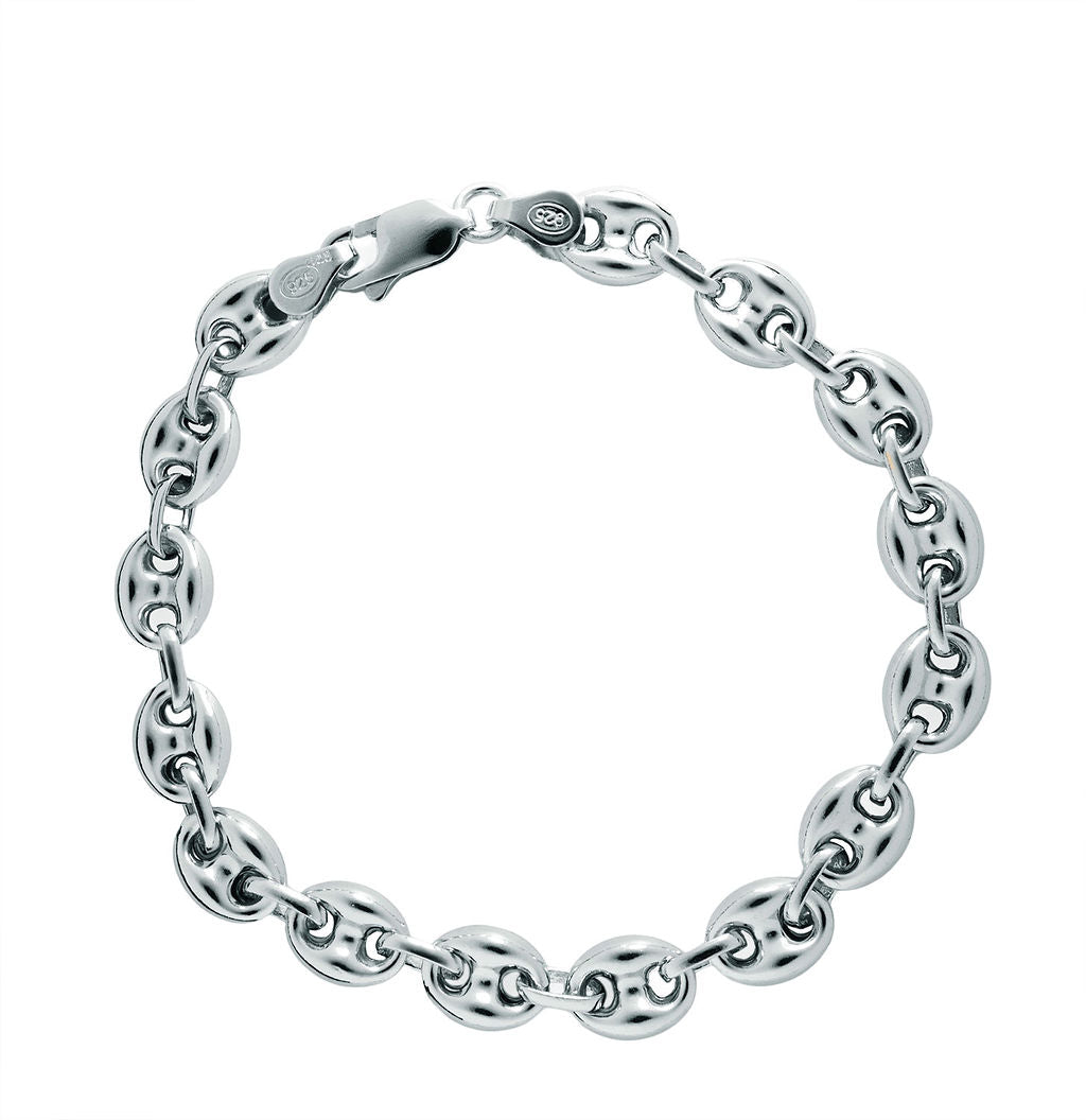 Pulsera.Plata 925 rodiada. Lago 20cm Clabrote 9 mm