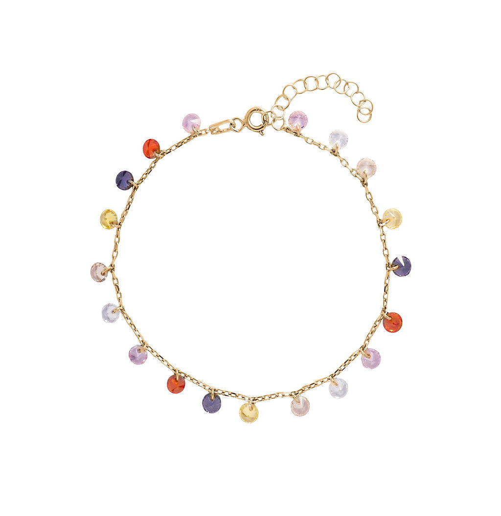 Pulsera 16+3Cm.Plata dorada chr circ redondas colo