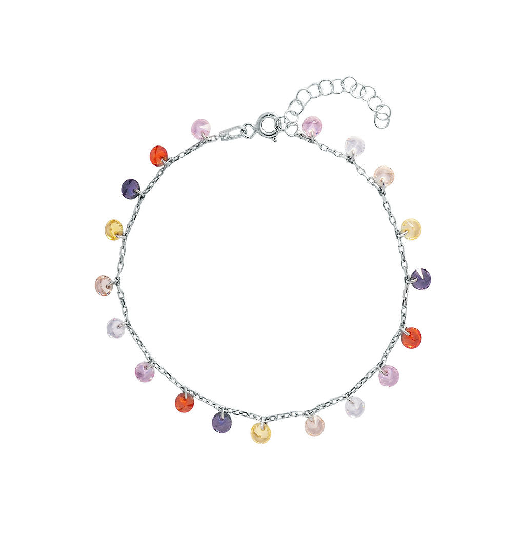 Pulsera 16+3Cm.Plata 925. charm circ redondas colo