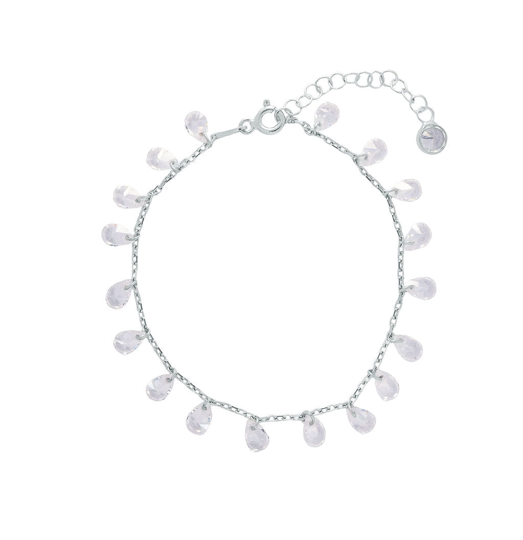 Pulsera 16+3Cm.Plata 925. charm circonitas lagrima