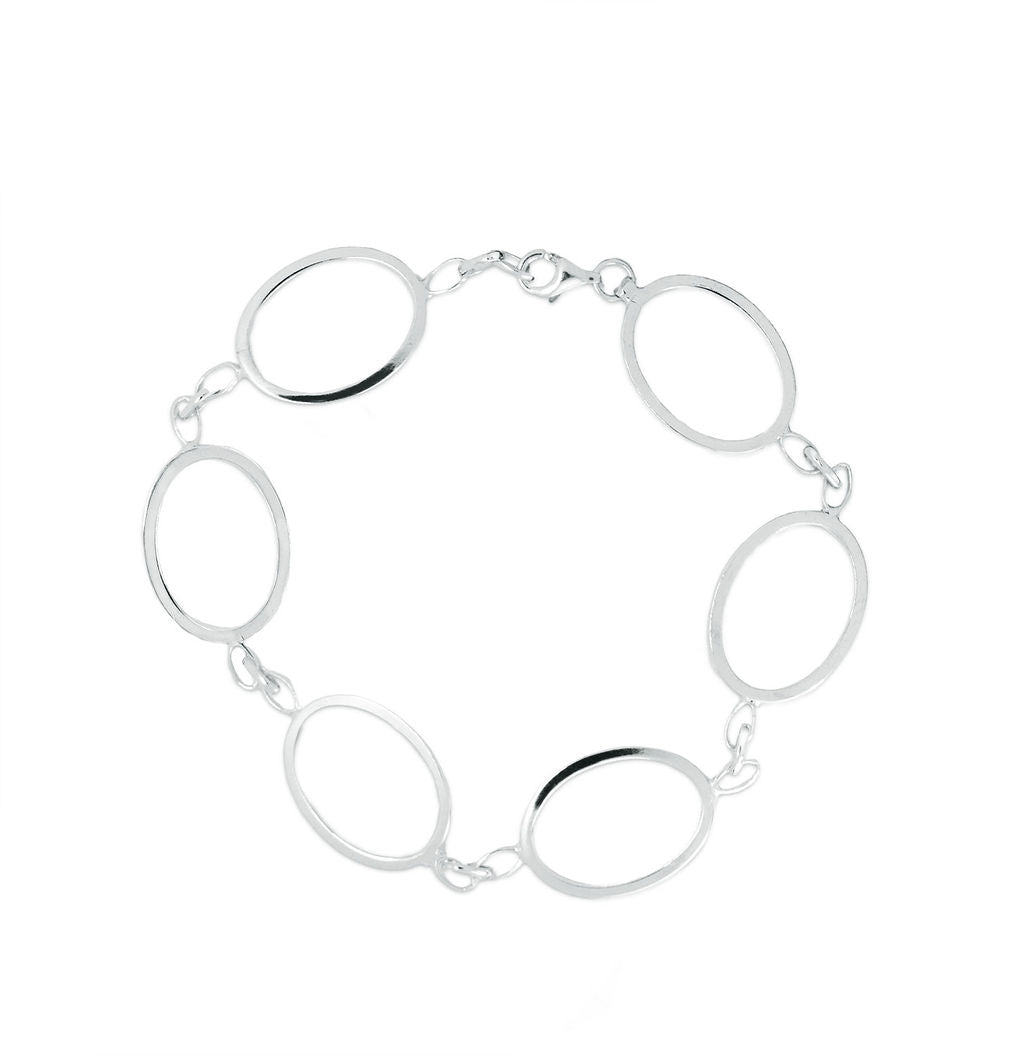 Pulsera Plata 925 rodiada Ovalos 20cm
