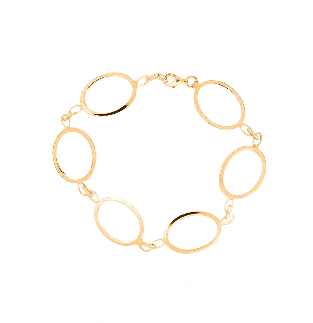 Pulsera Plata 925 dorada Ovalos 20cm