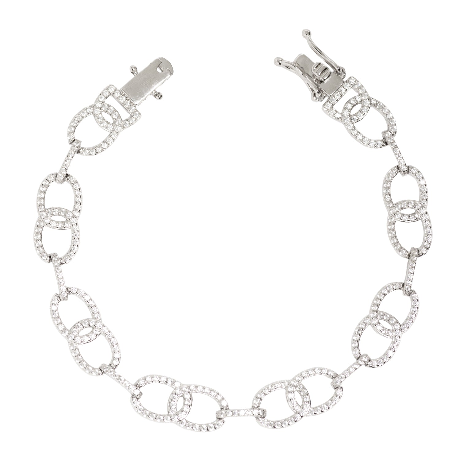 PULSERA DE PLATA DE LEY 925 CON CIRCONITAS BLANCAS