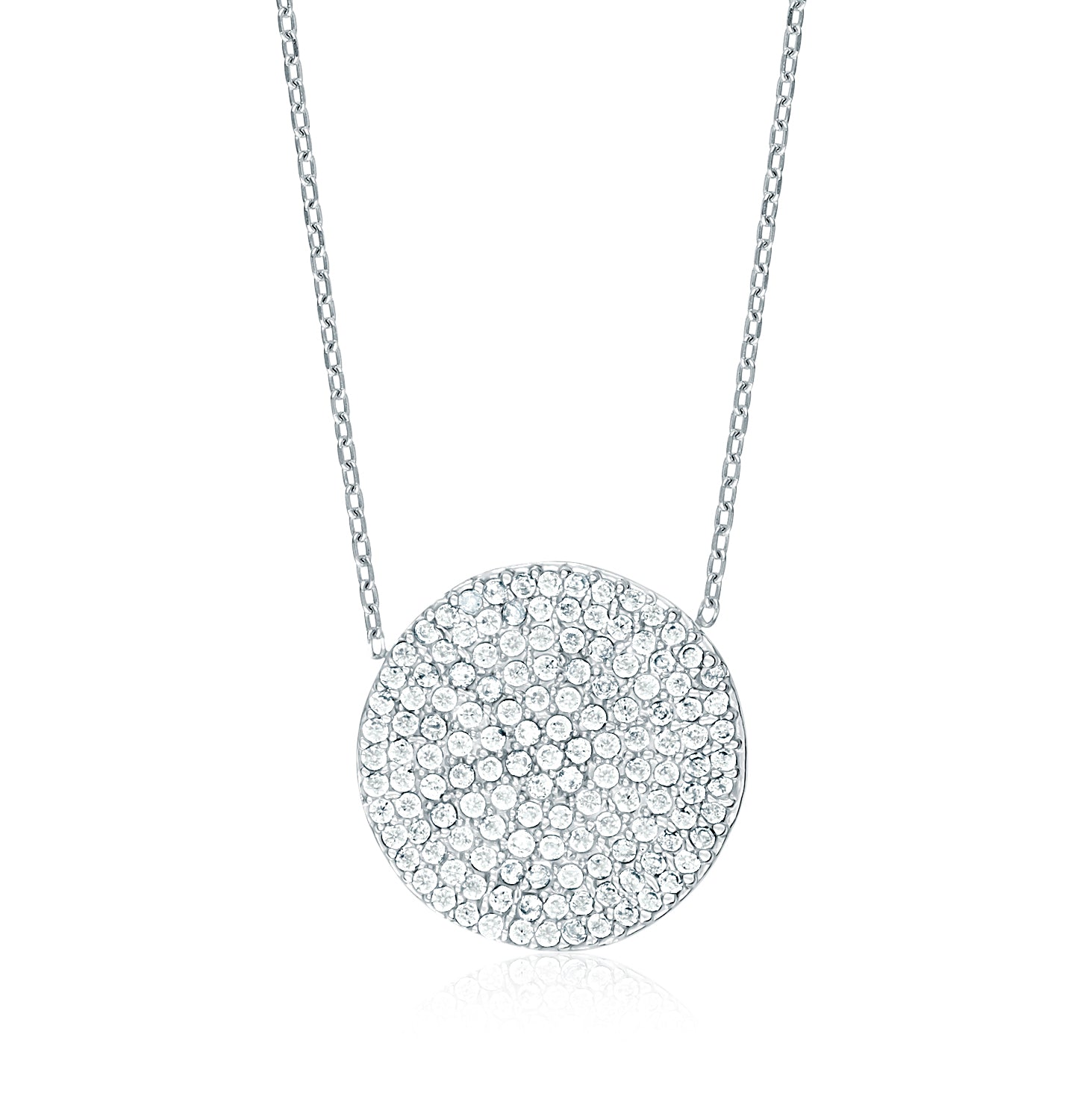 Collar.Plata 925 rodiada.Circulo/piedras.40+5Cm.
