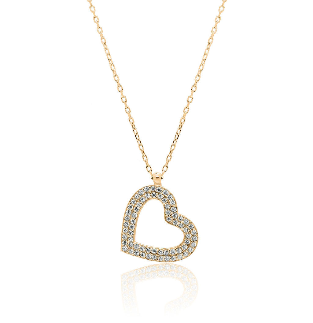 Collar.Plata 925 Dorada Corazon brillante 40+5C