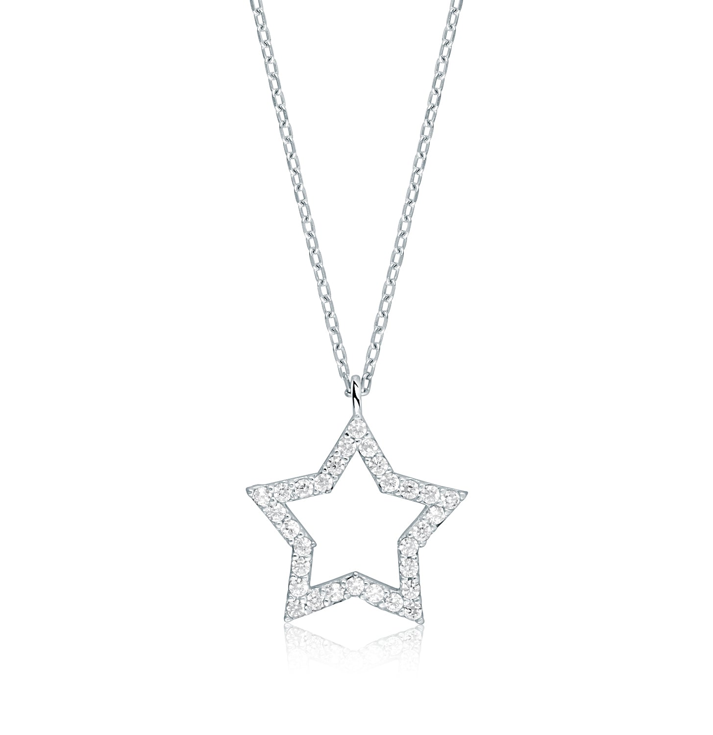 Collar Plata 925 dorada Estrella/piedras 40+5Cm