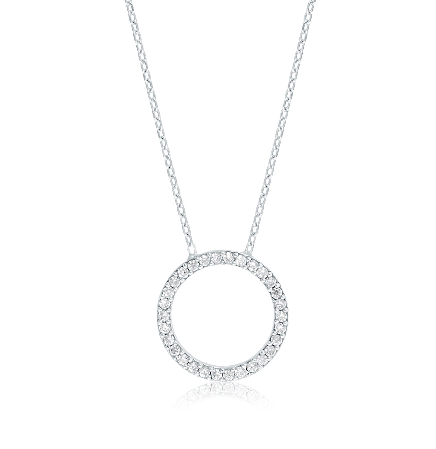 Collar.Plata 925 rodiada.circulo/piedras.40+5Cm.