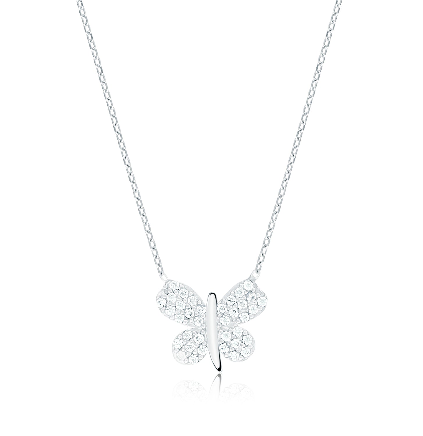 Collar.Plata 925 rodiada.Mariposa/brillantes.40+5C