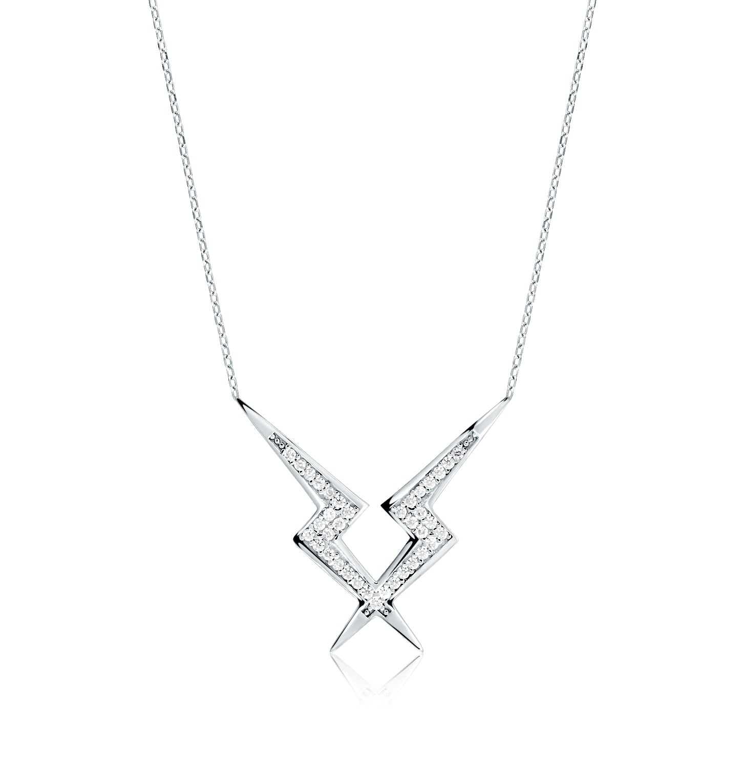 Collar.Plata 925 rodiada.Zic zac/piedras.40+5Cm.