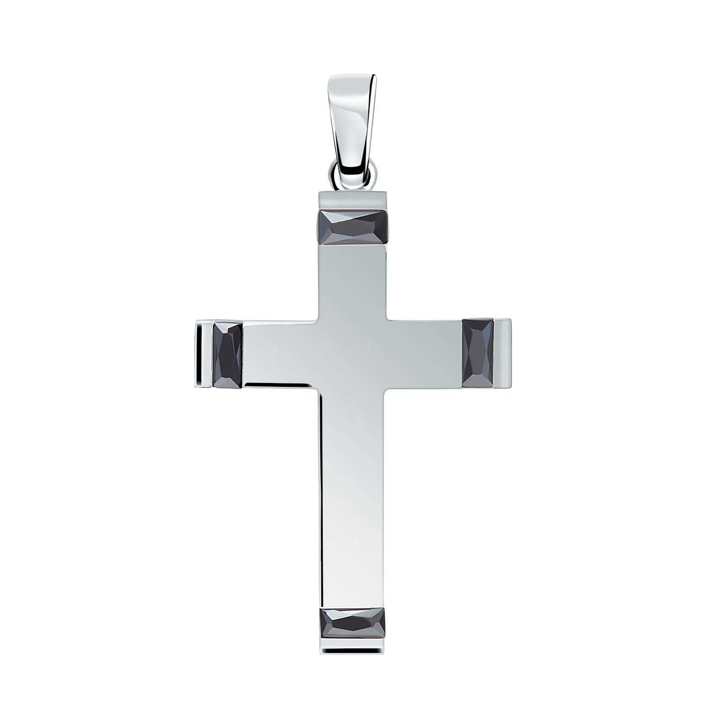 Colgante.Plata 925 rodiada.Cruz lisa+negro.