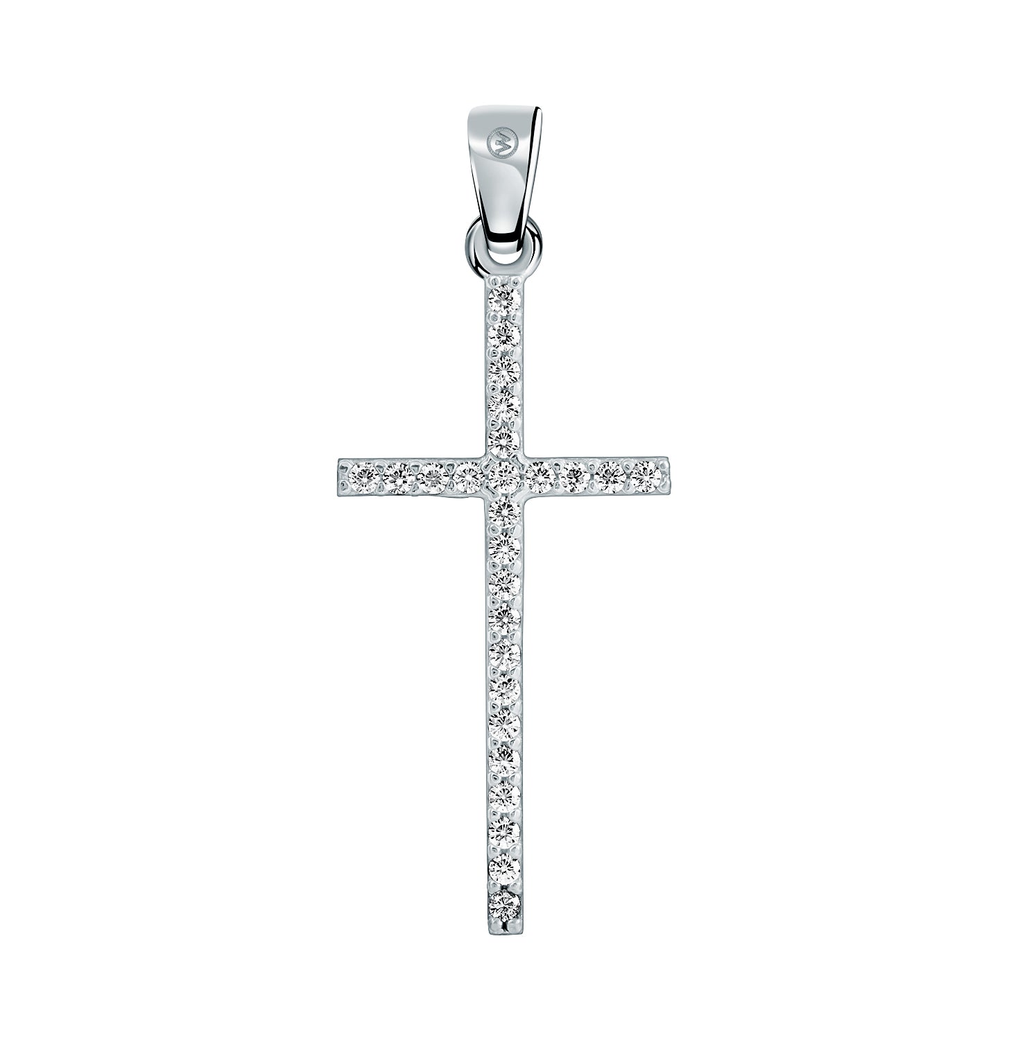 Colgante de Plata Rodiada forma cruz y circonitas