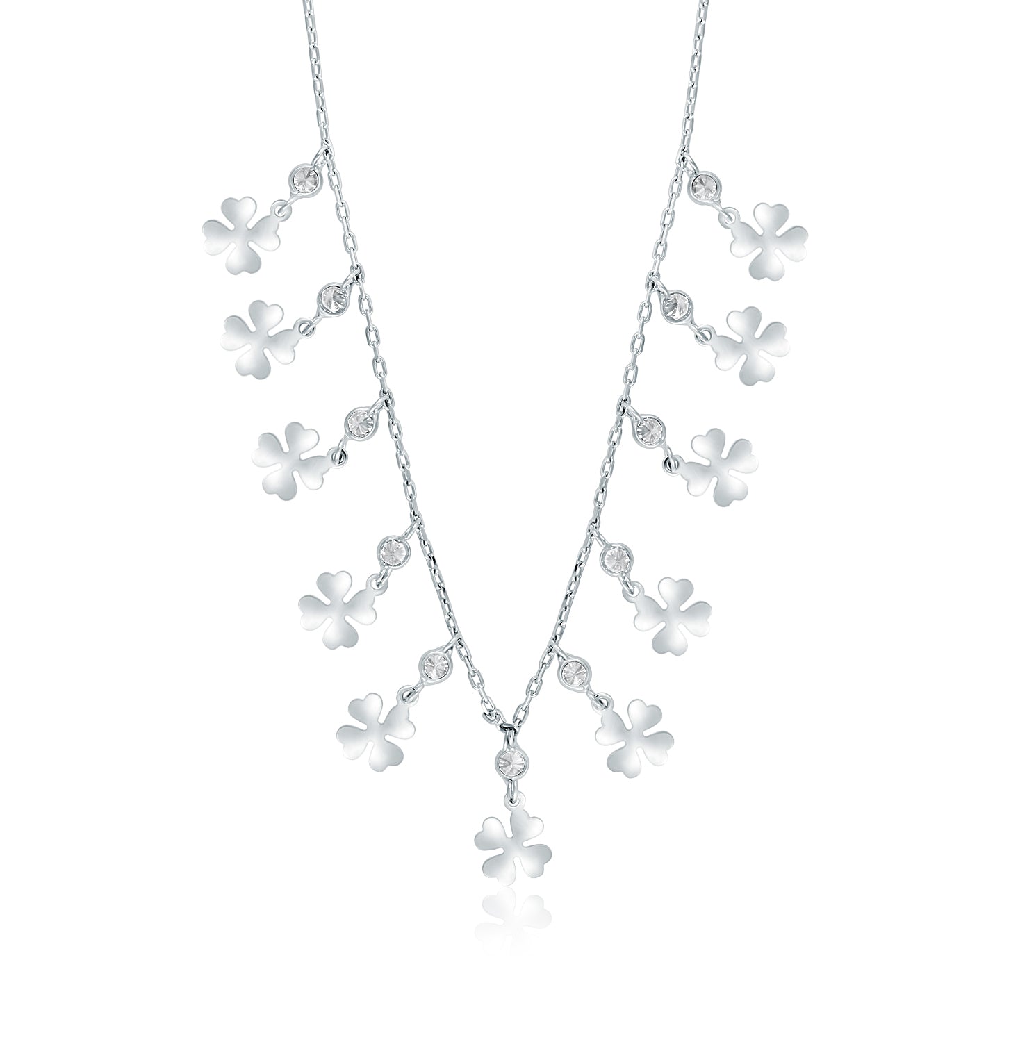 Collar.Plata 925 rodiada.Treboles,45+5Cm