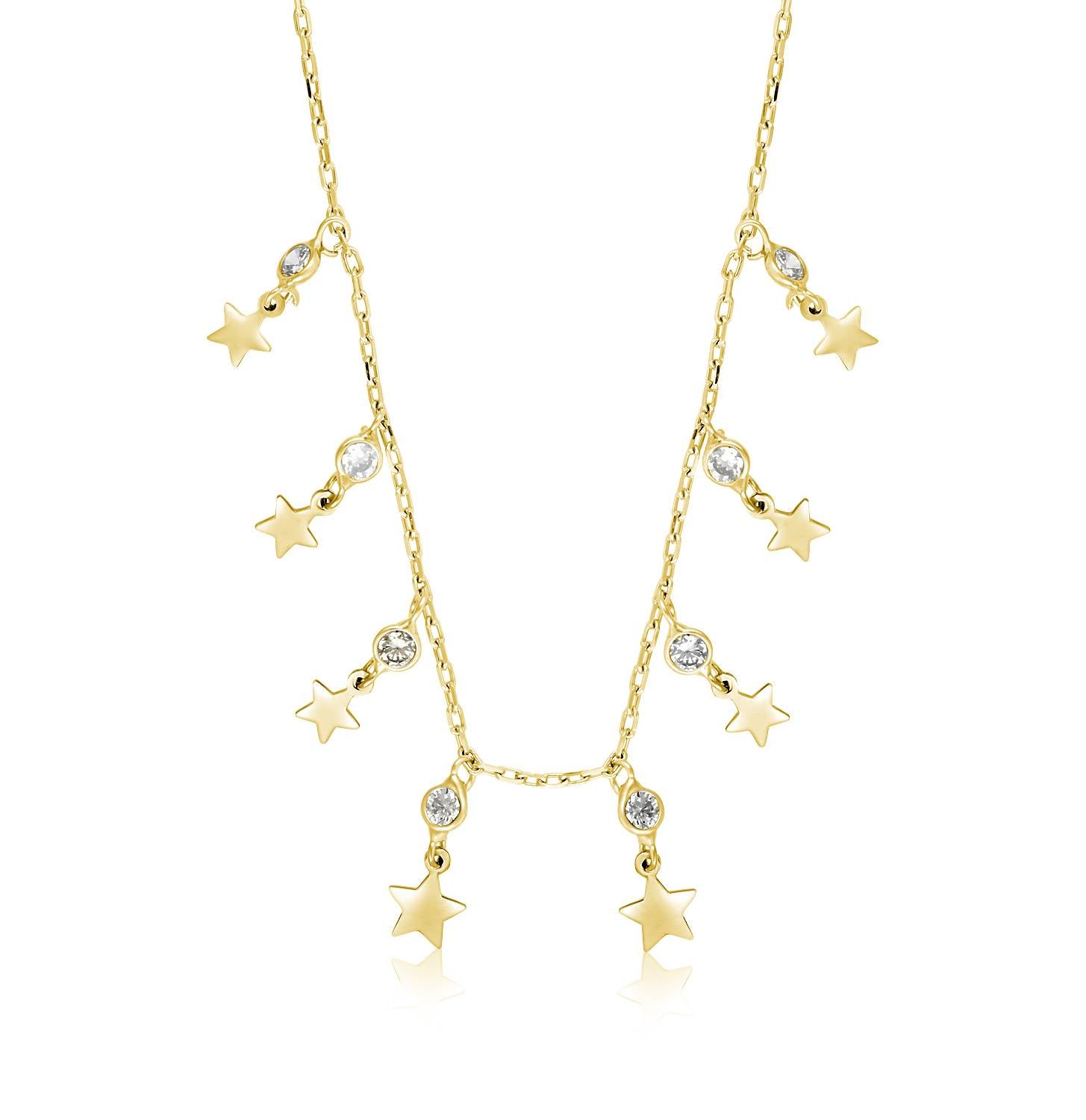 Collar.Plata 925 plata.Estrellas,45+5Cm