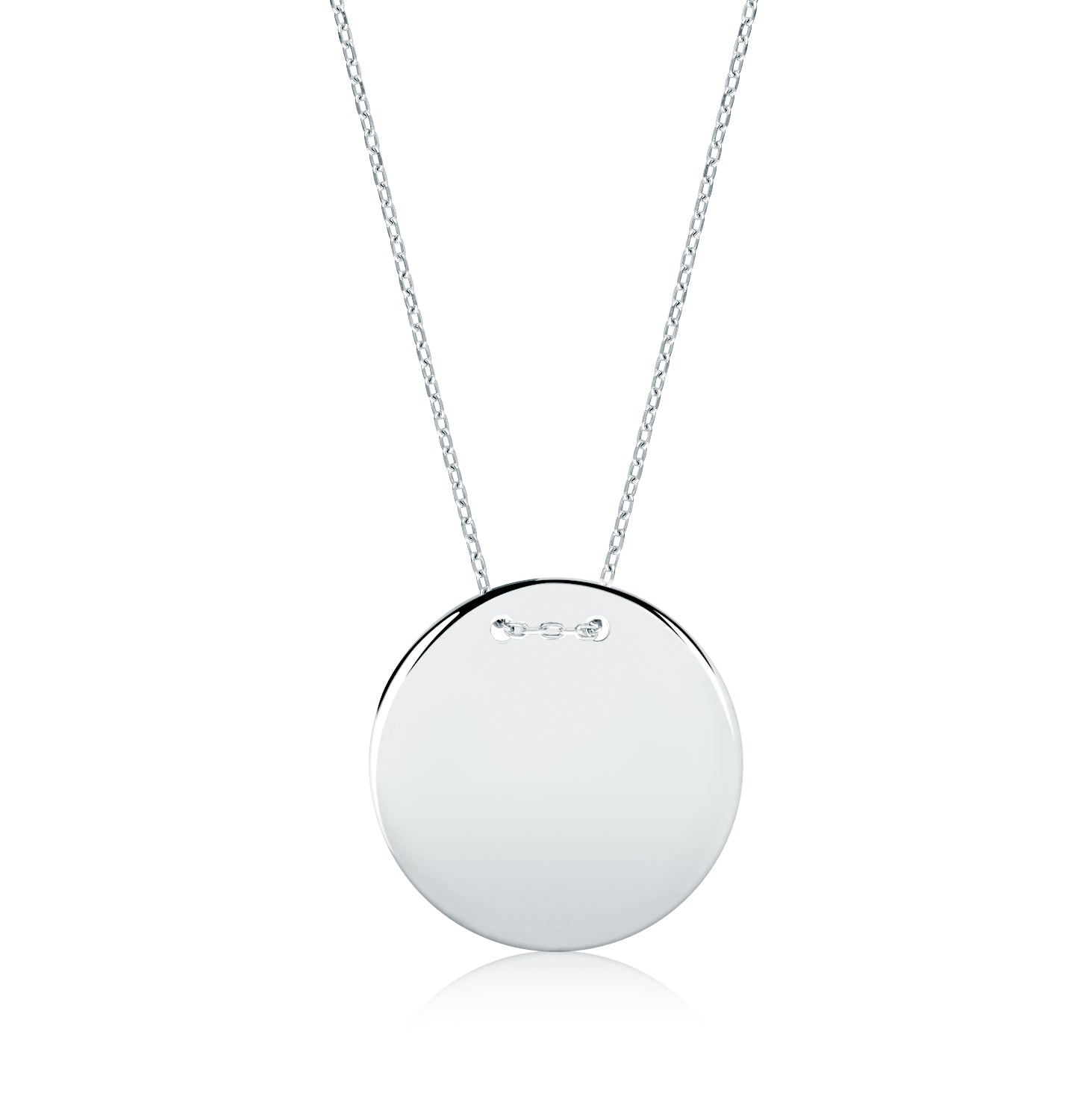 Collar.plata 925 rodiada.Placa redonda lisa.45+5Cm