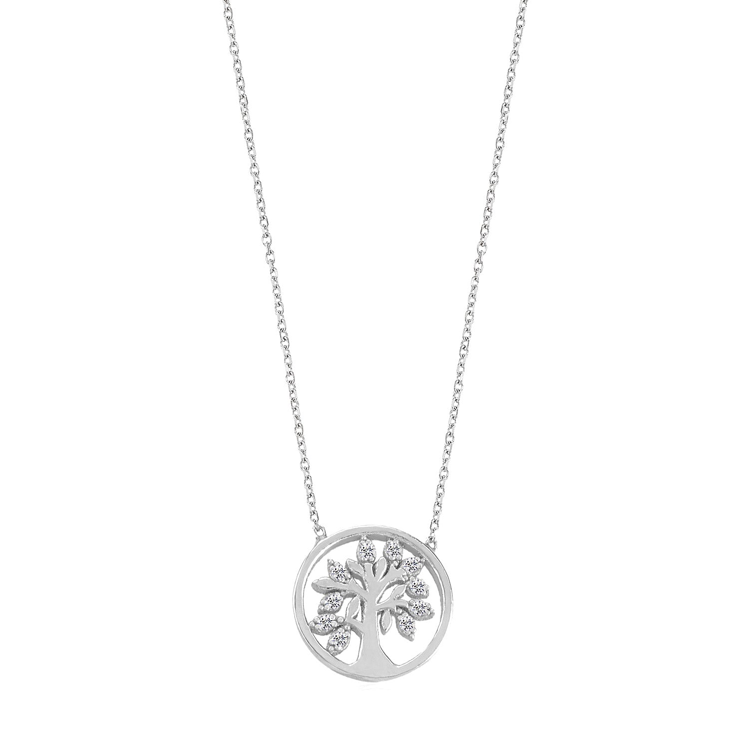 Collar 40+5cm.Plata.Arbol de la vida.Rodiado blanc