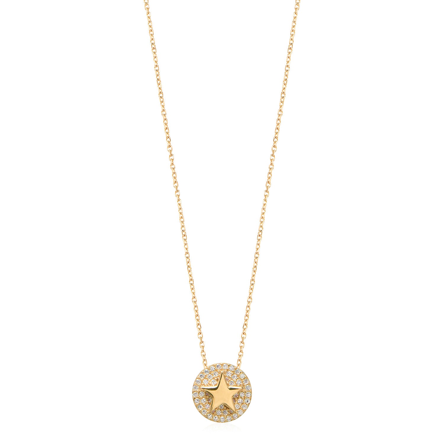 Collar 40+5Cm.Plata.Pave estrella.Dorado circonita