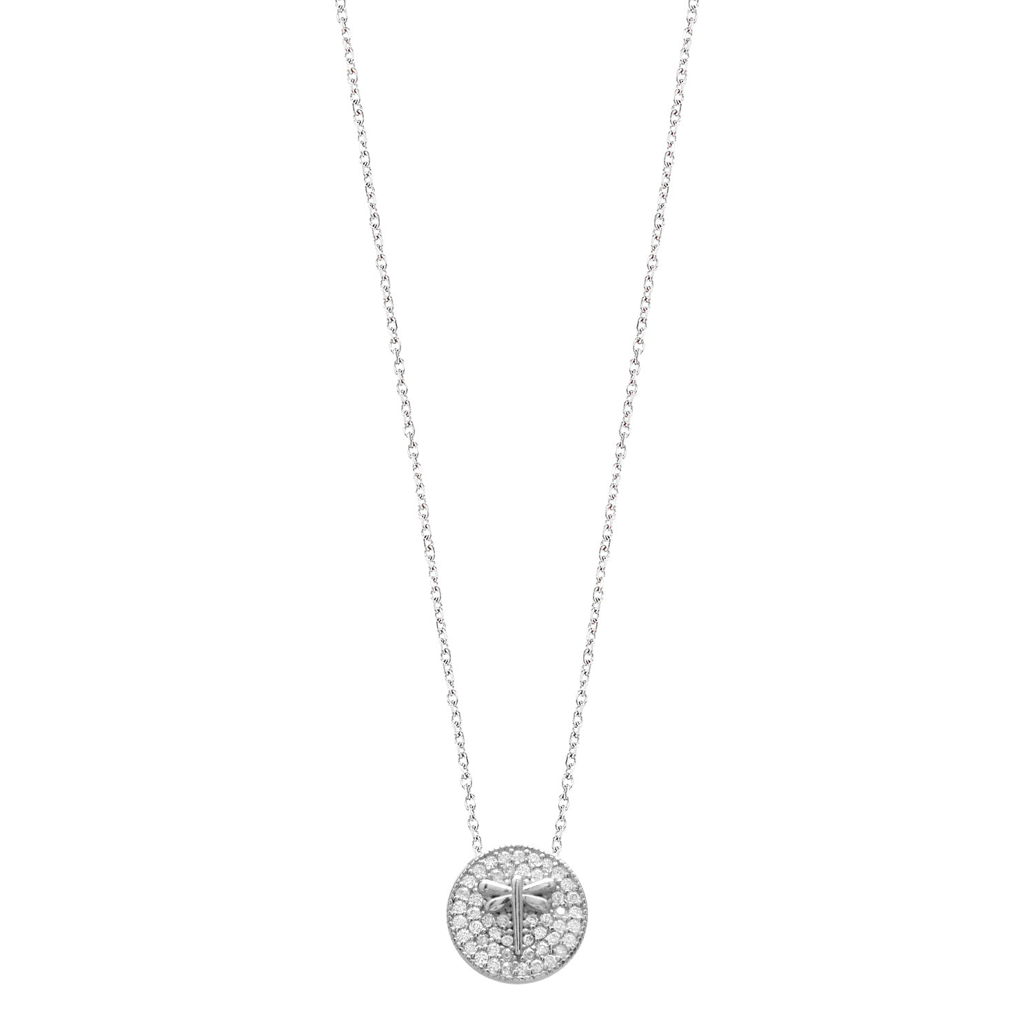 Collar 40+5Cm.Plata.Pave libélula.Rodiado circonit