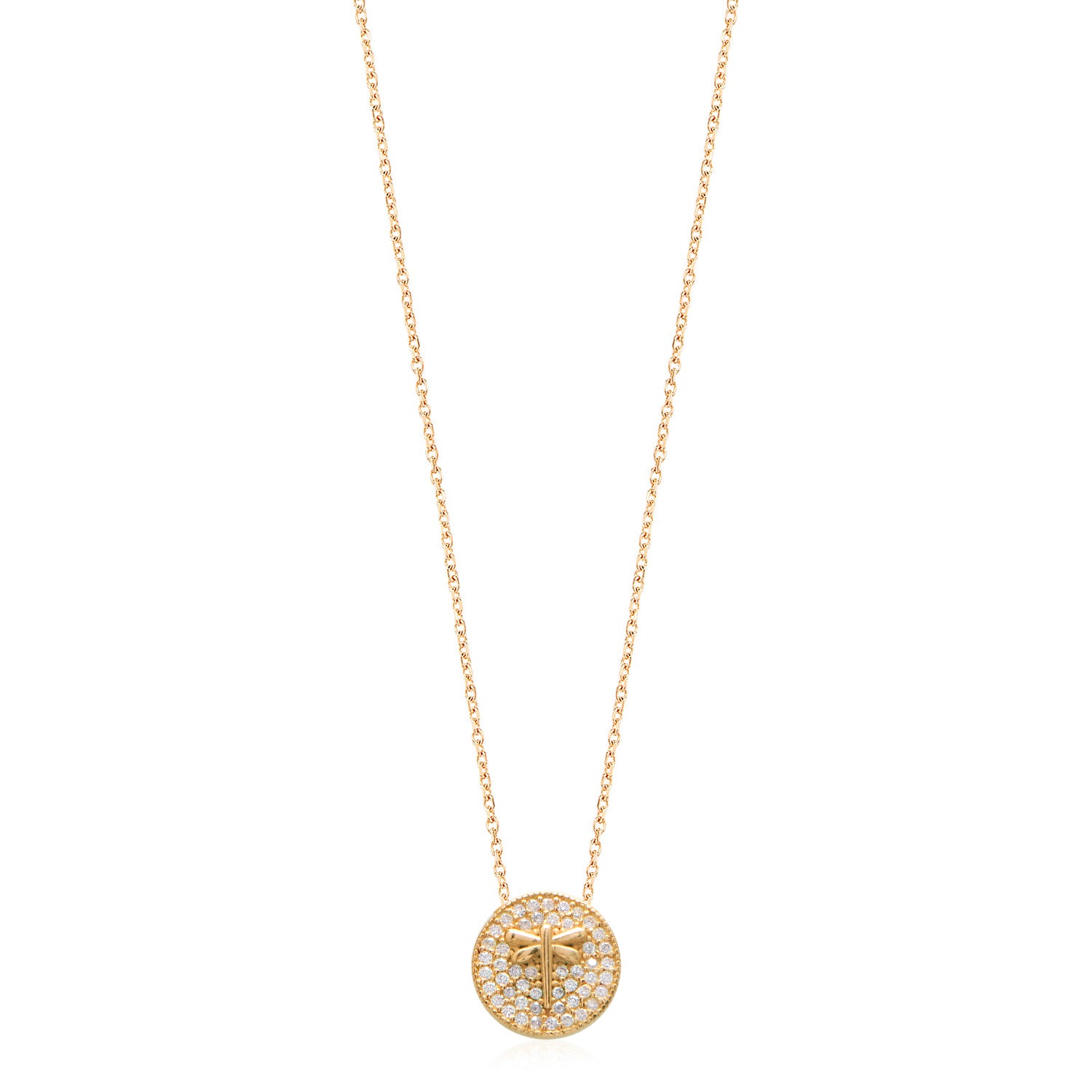 Collar 40+5Cm.Plata.Pave libélula.Dorado circonita