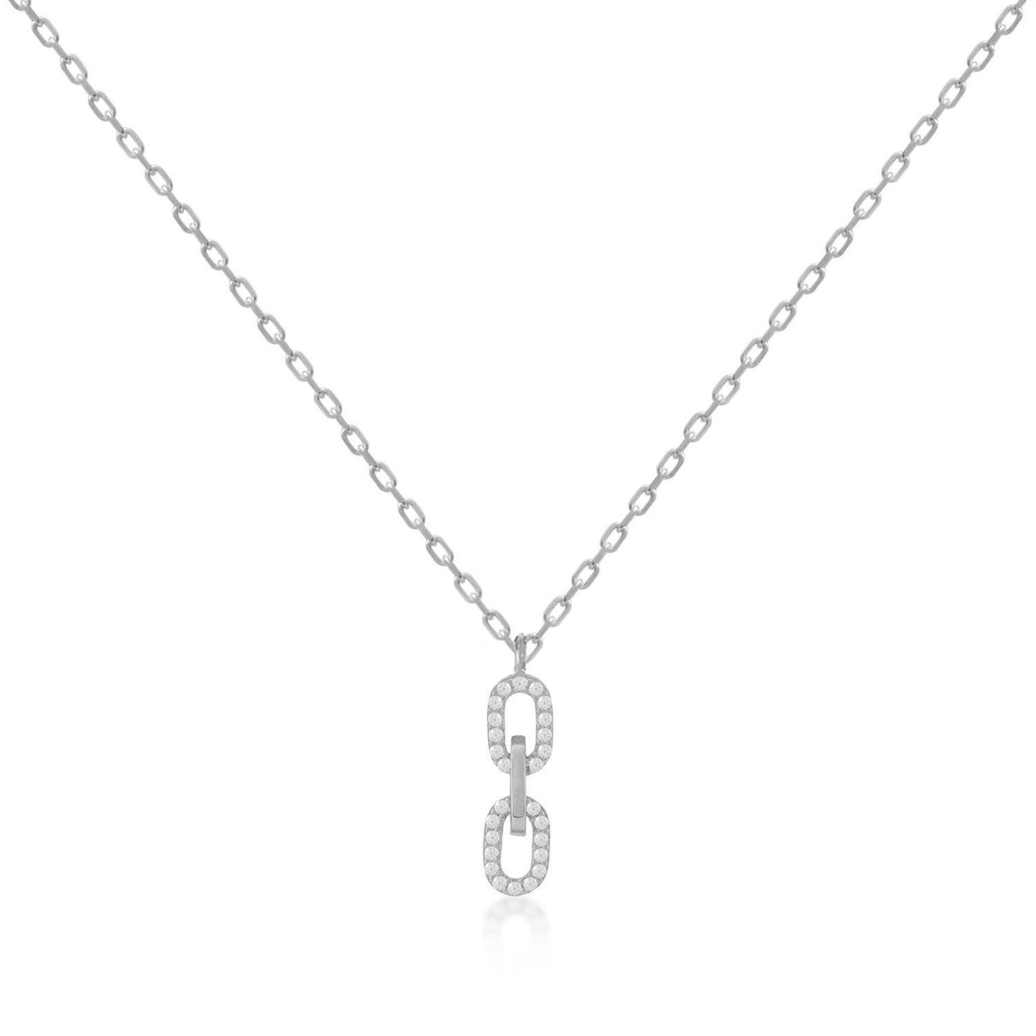 Collar 40+5Cm.Plata.3 eslabones.Rodiado circonitas