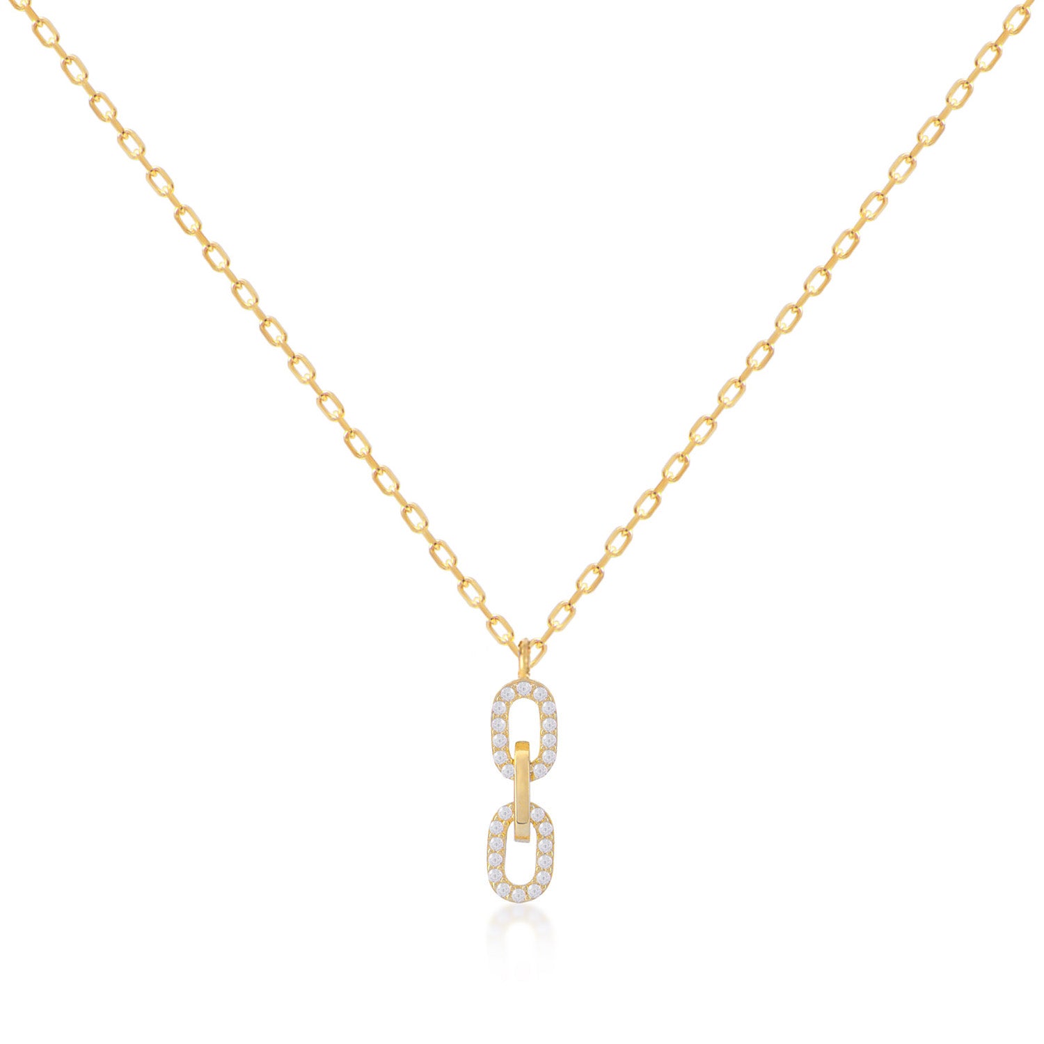 Collar 40+5Cm.Plata.3 eslabones.Dorado circonitas.