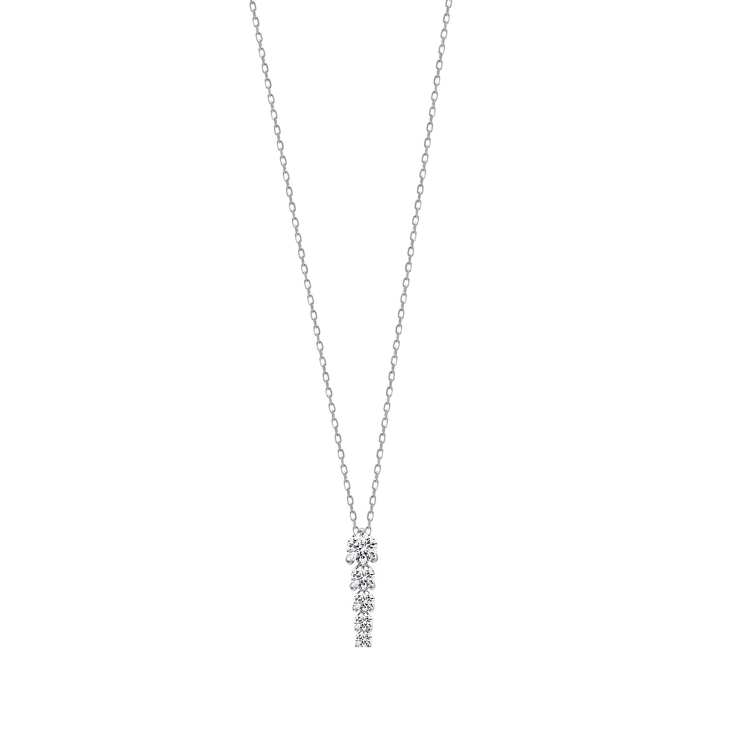 Collar 40+5Cm.Plata.5 circonitas.Rodiado circonita